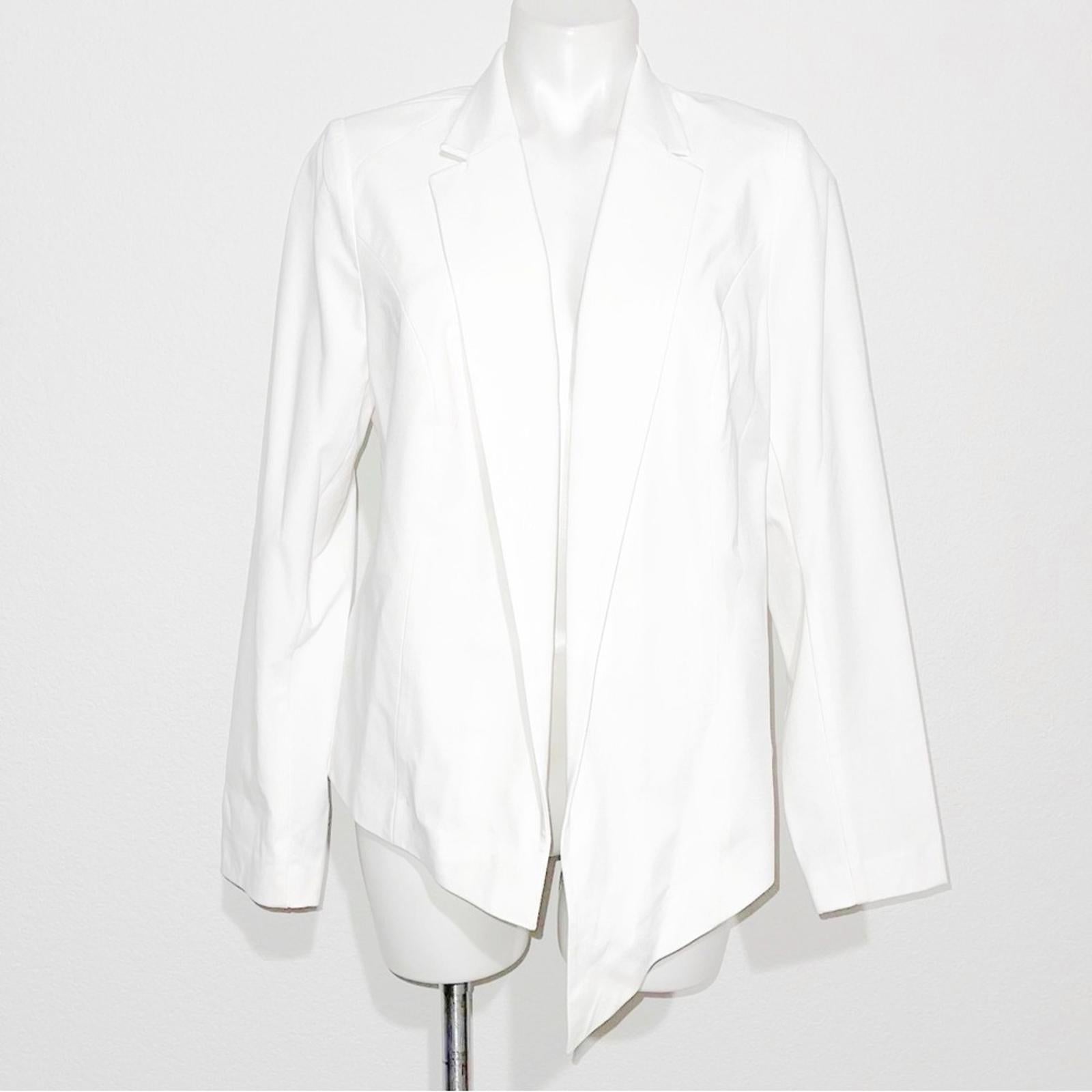 6th & Lane Asymmetric Hem Open Front Blazer in White Size 14 EXCELLENT!