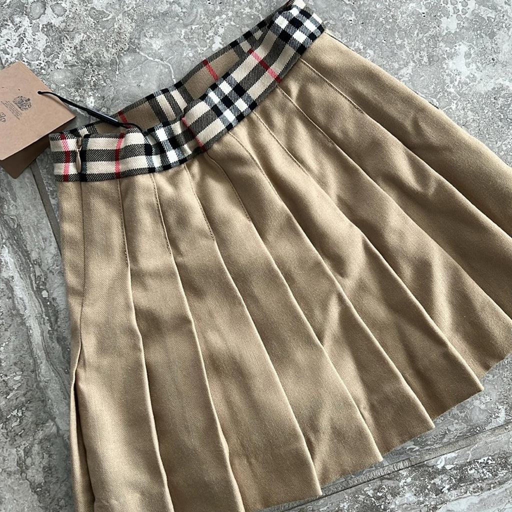 Burberry Lana Vintage Check Combo Wool Pleated Skirt, Girl's Size 3Y New w/Tag