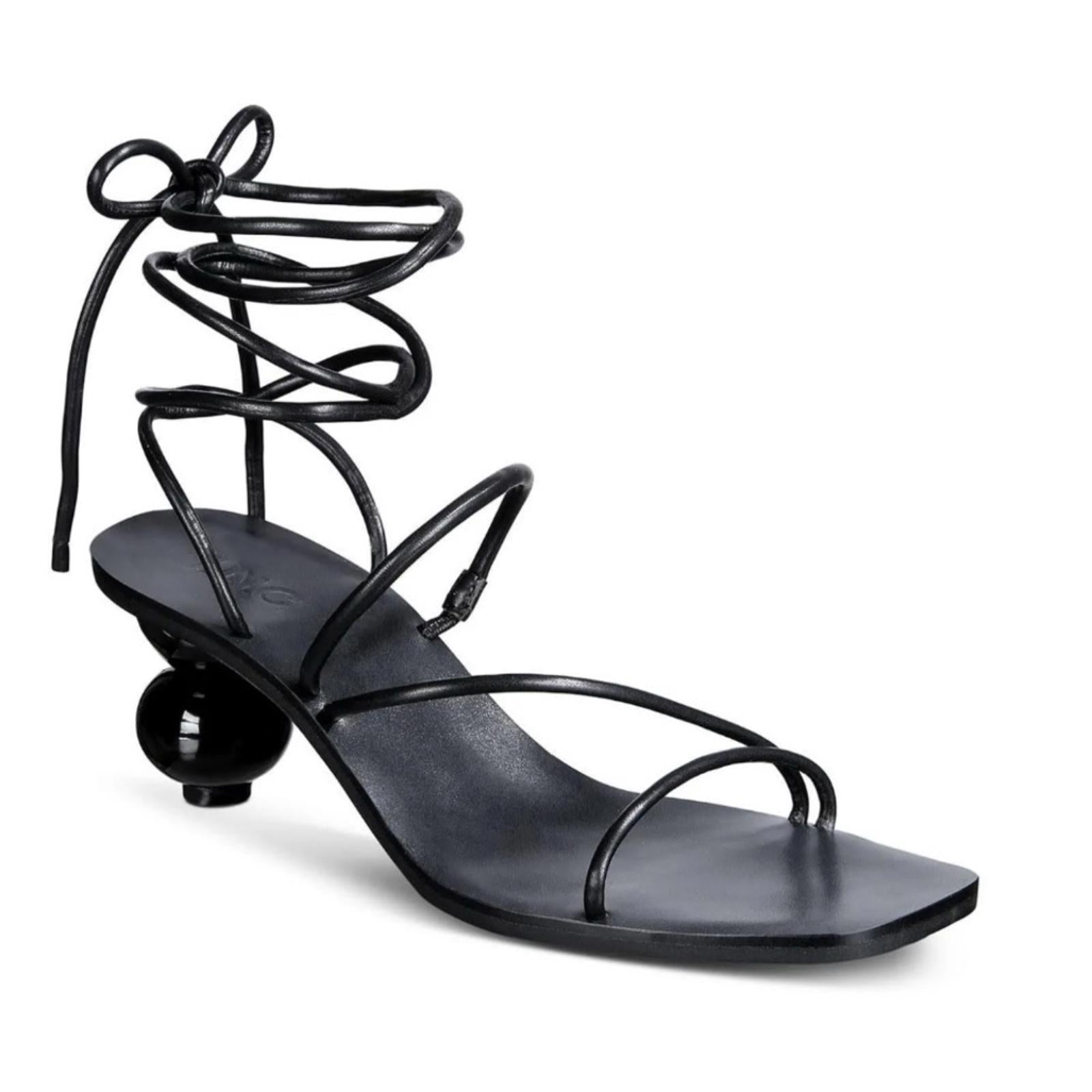 INC Chedel BLACK Lace-Up Ankle-T Sandals, Size 6 New in Box $79.50