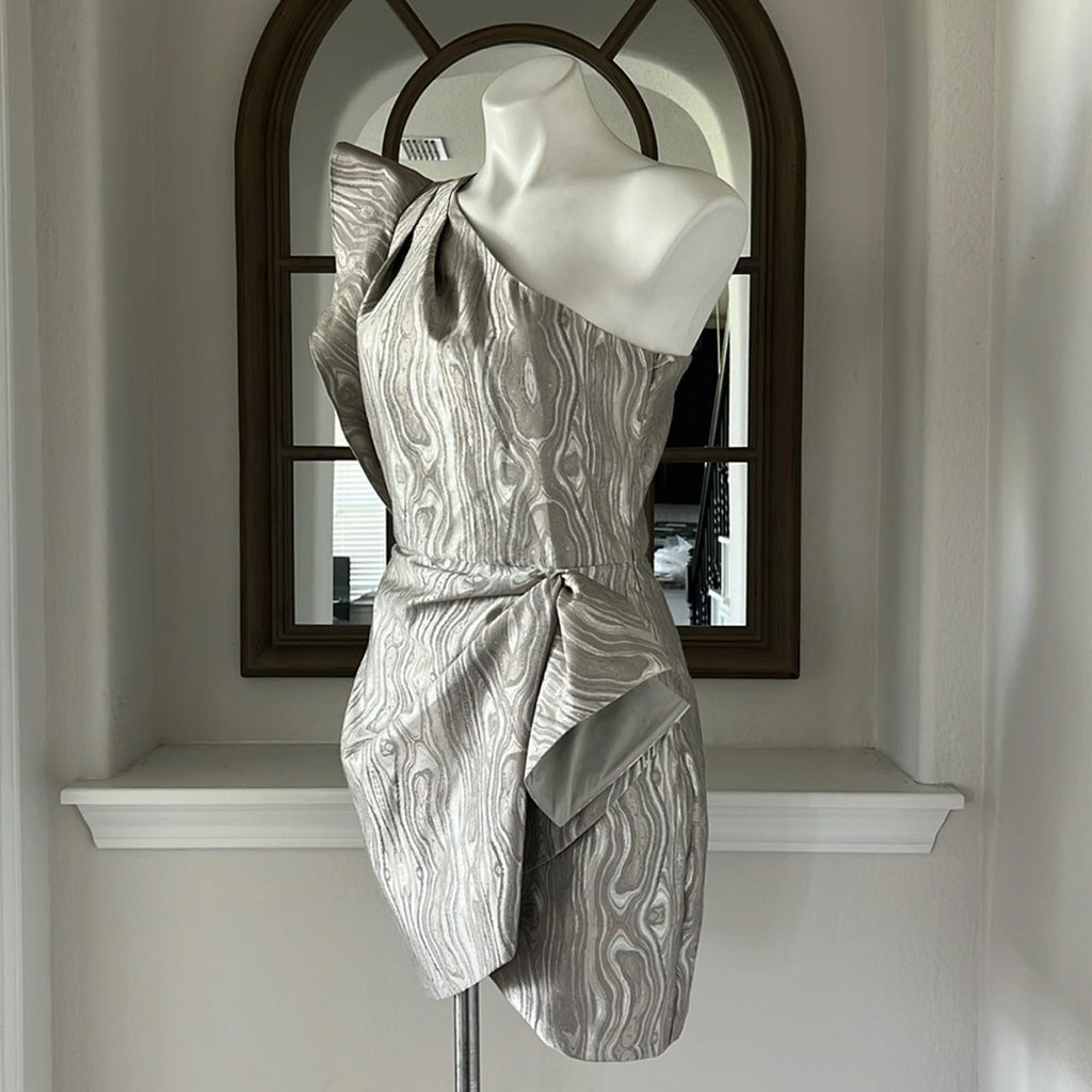 SAYLOR Ann Woodgrain Jacquard Mini Dress, Silver Size M EXCELLENT!