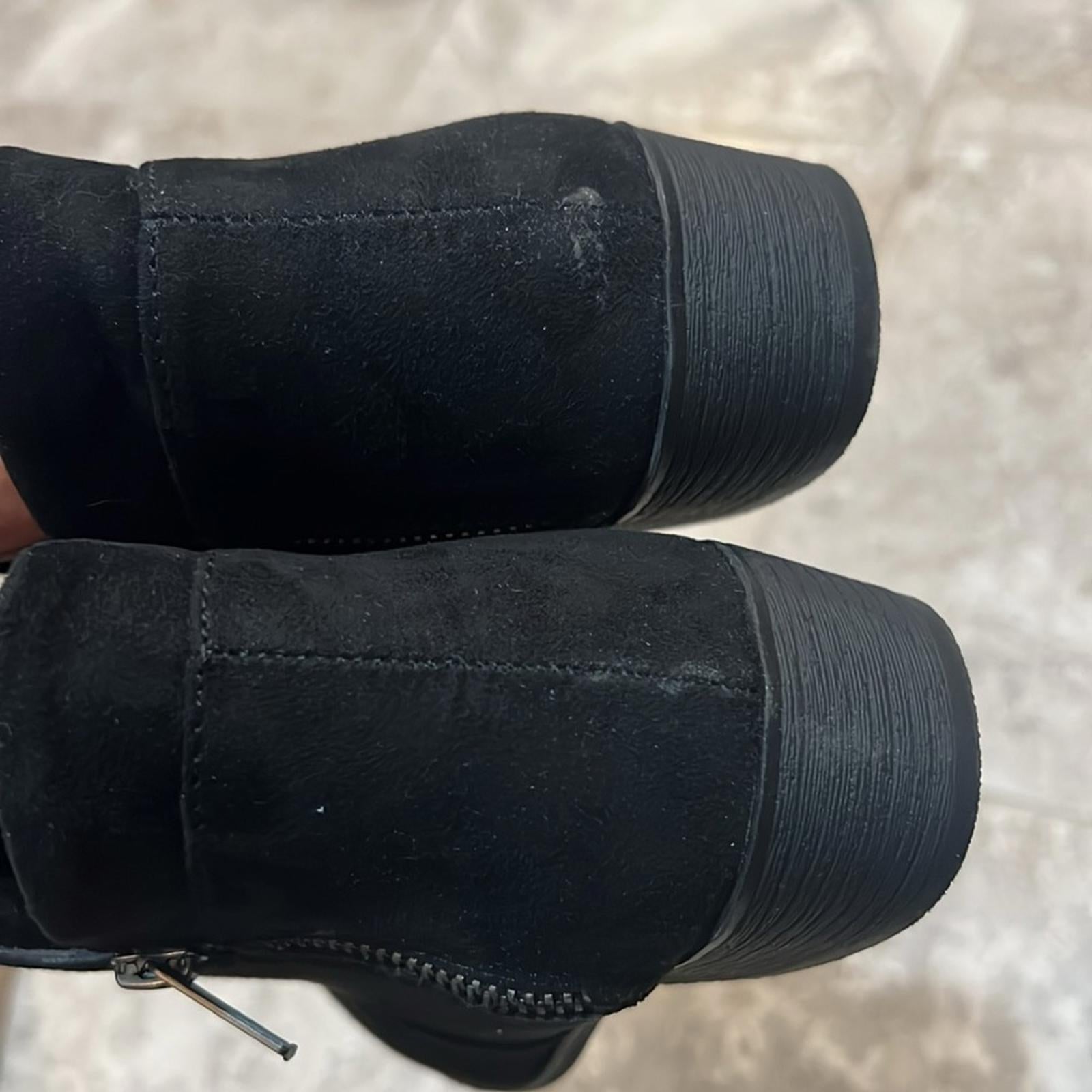 Sun + Stone Adelinee Double Zip Ankle Booties in Black, Size 7