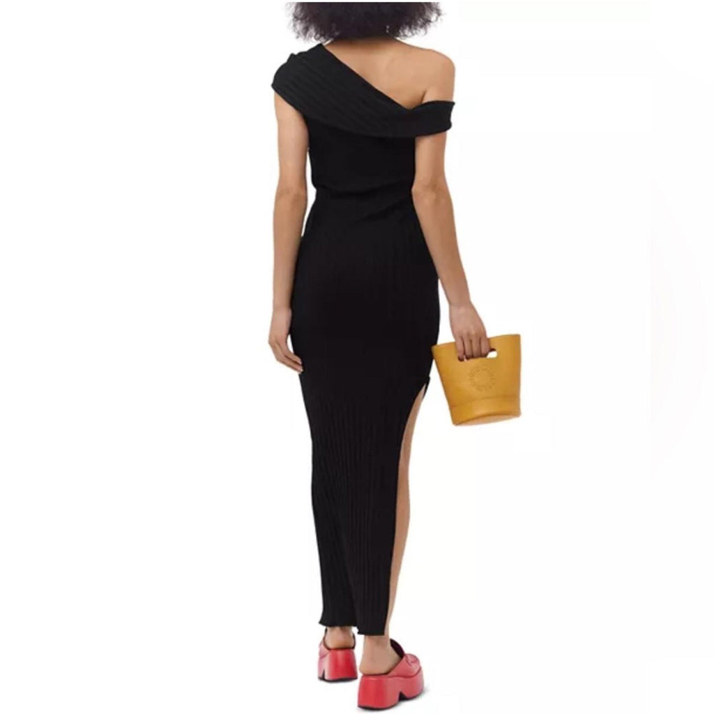 Simon Miller Asymmetric Wide Rib Maxi Dress in Black, Size M New w/Tag