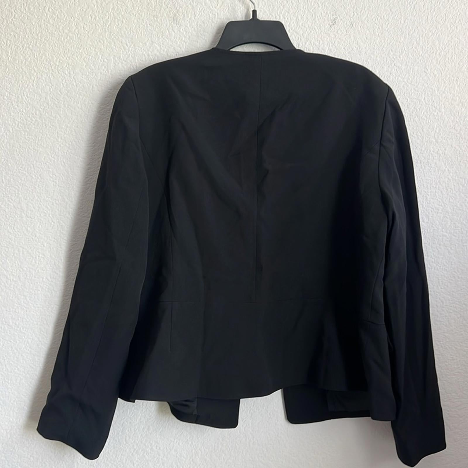 Le Suit Collarless Blazer in Black, Size 16, New with Tag