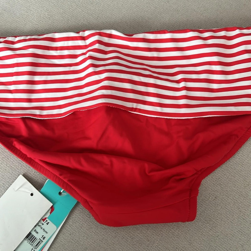 Seafolly Skirted Riviera Striped Hipster Pin-Up Bikini Bottom, Size 12 NWT $72
