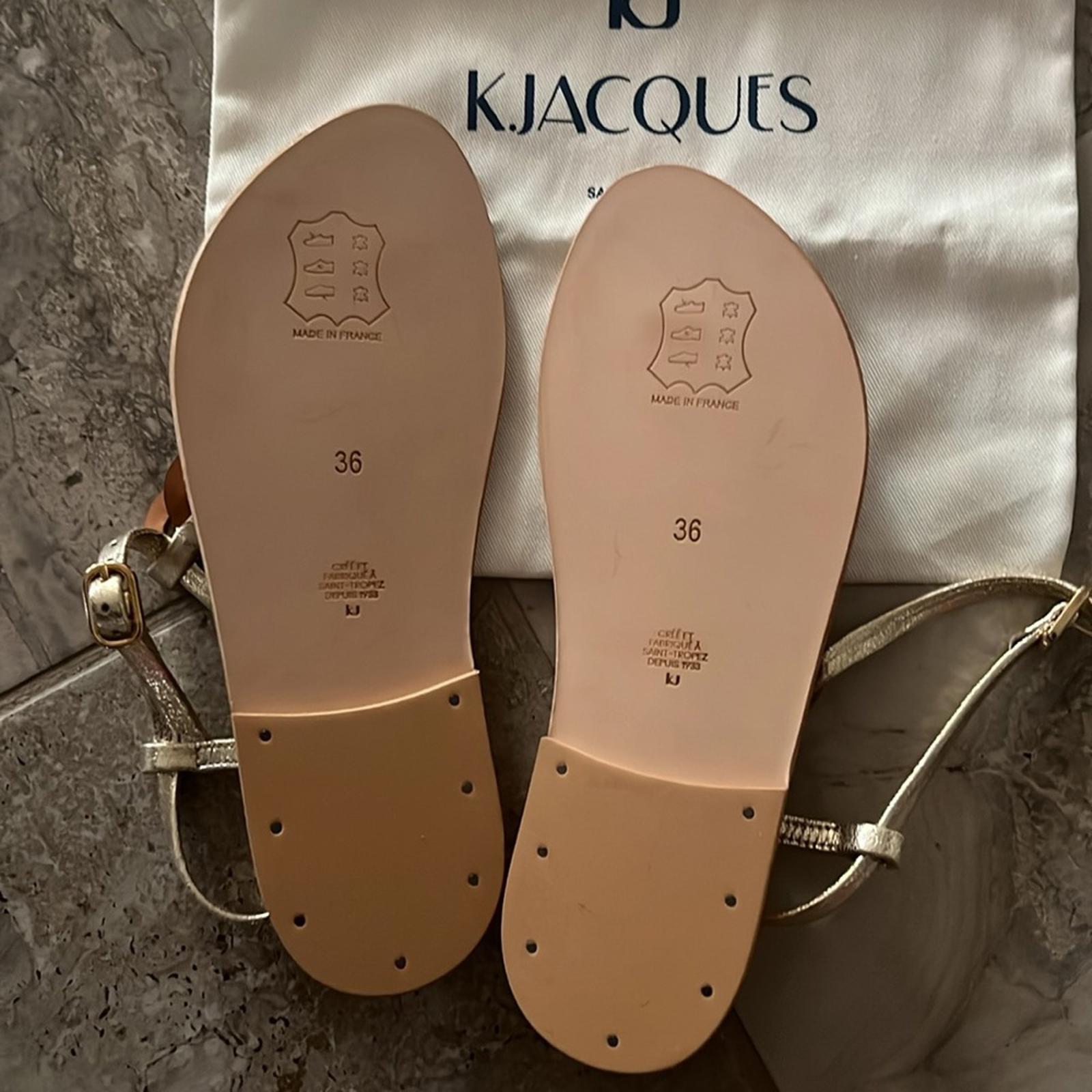 K.Jacques Lemovis Woven Strap Thong Sandals, Champagne Size 36 New + DustBag