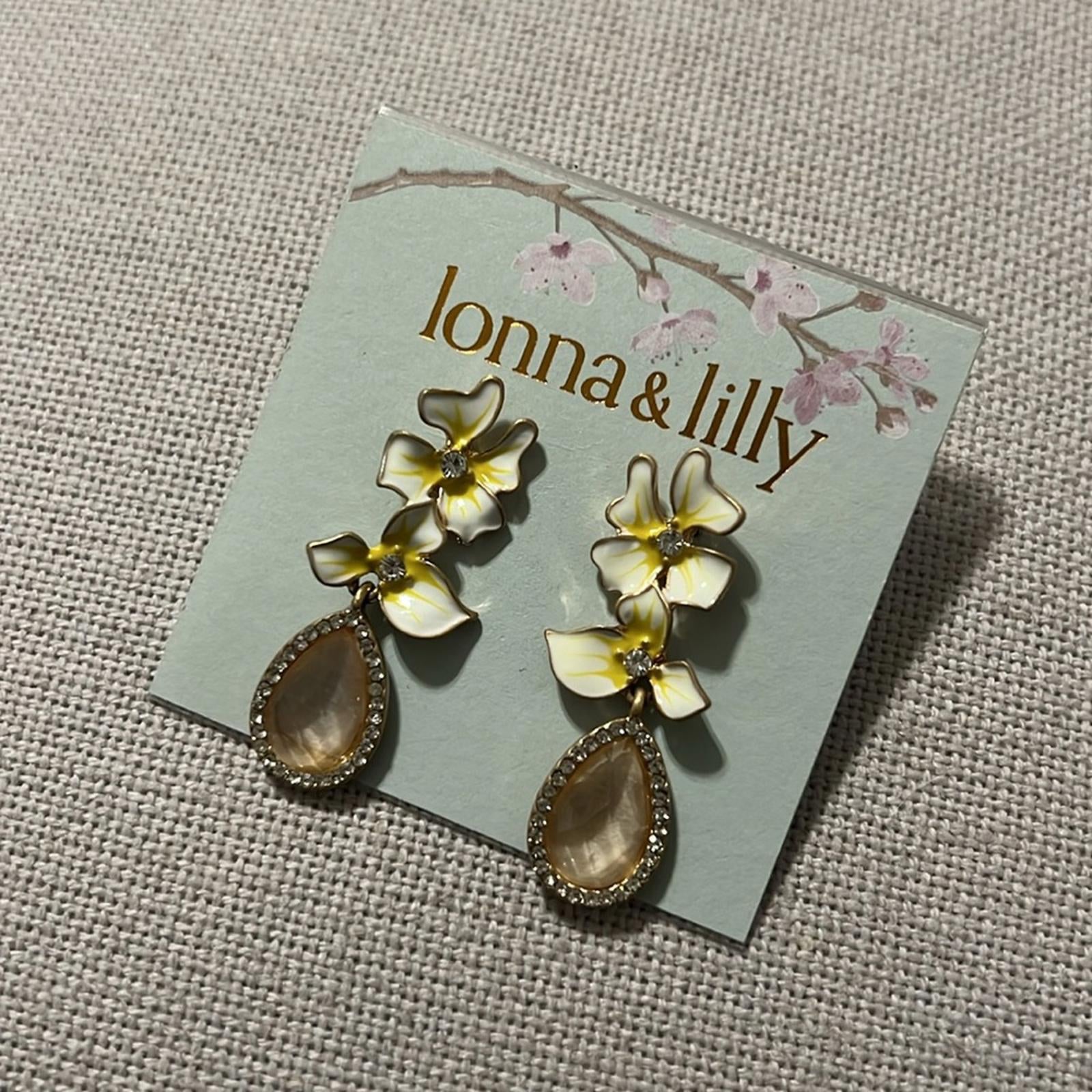 Lonna & Lilly Gold-Tone Crystal & Stone Flower Drop Earrings, New w/Tag