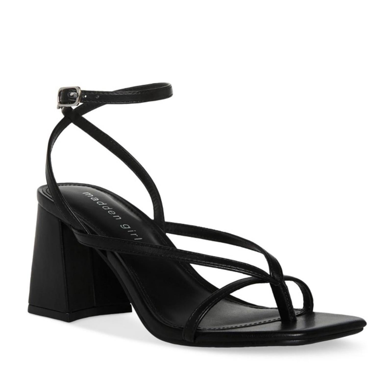 Madden Girl Marrvel Faux Leather Thong Block Heel Sandals, Size 9.5 NEW