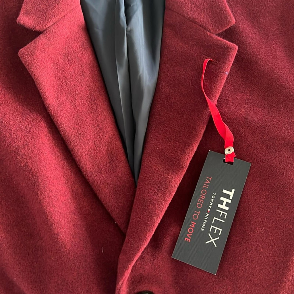 Tommy Hilfiger Addison Wool-Blend Trim Fit Overcoat in Red, Size 44 Short
