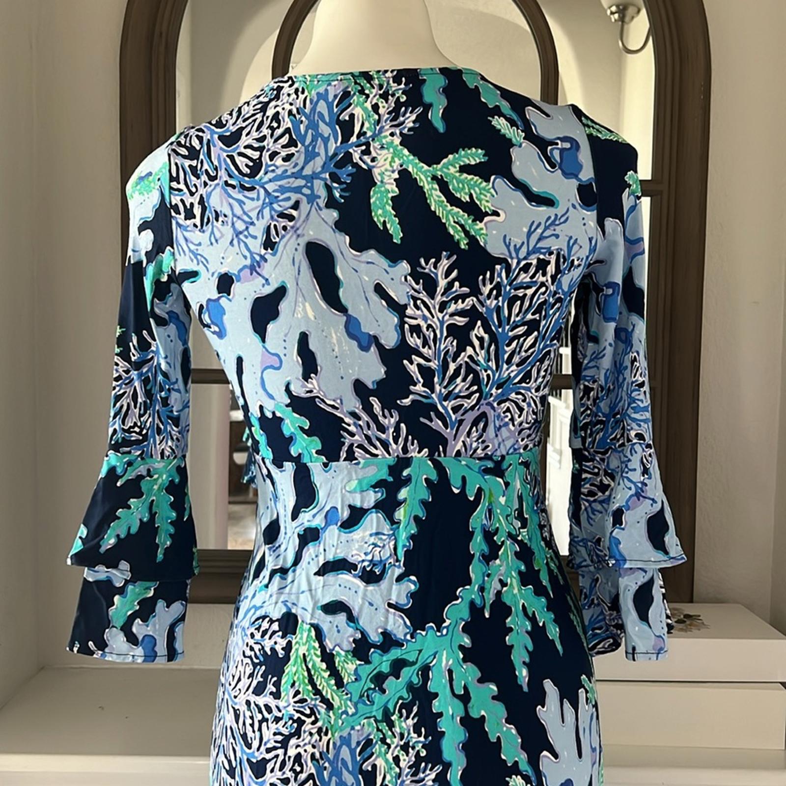Lily Pulitzer Raina Dress, Indigo Swish & Sway Size XS (Like New) Retail $168
