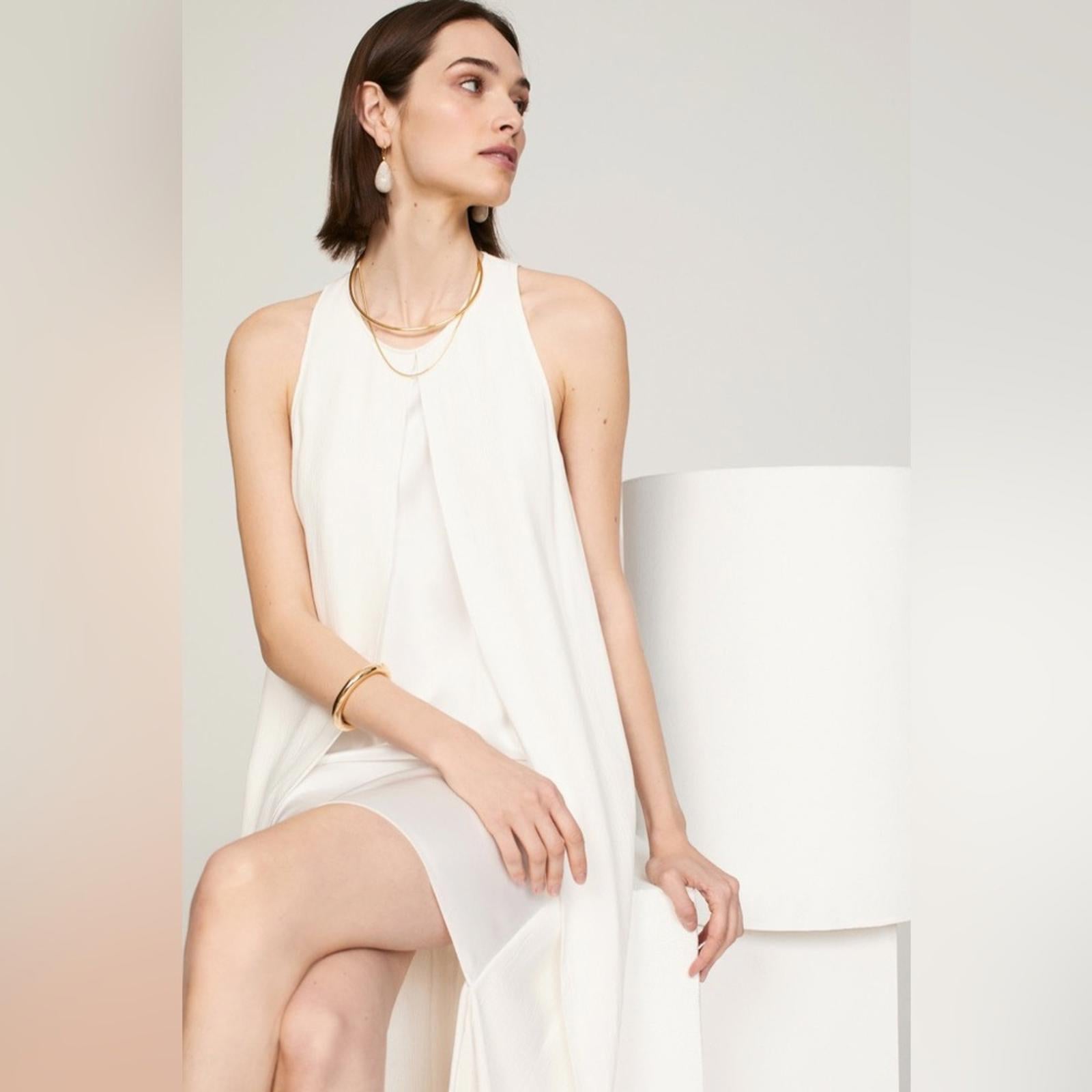 Rosetta Getty Cape Mini Dress in White, Size 8, Retail $425