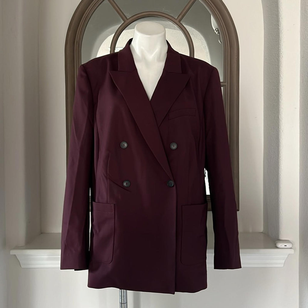 AWAY The Roundtrip Double-Breasted Blazer in Wine, Size 2X New w/Tag