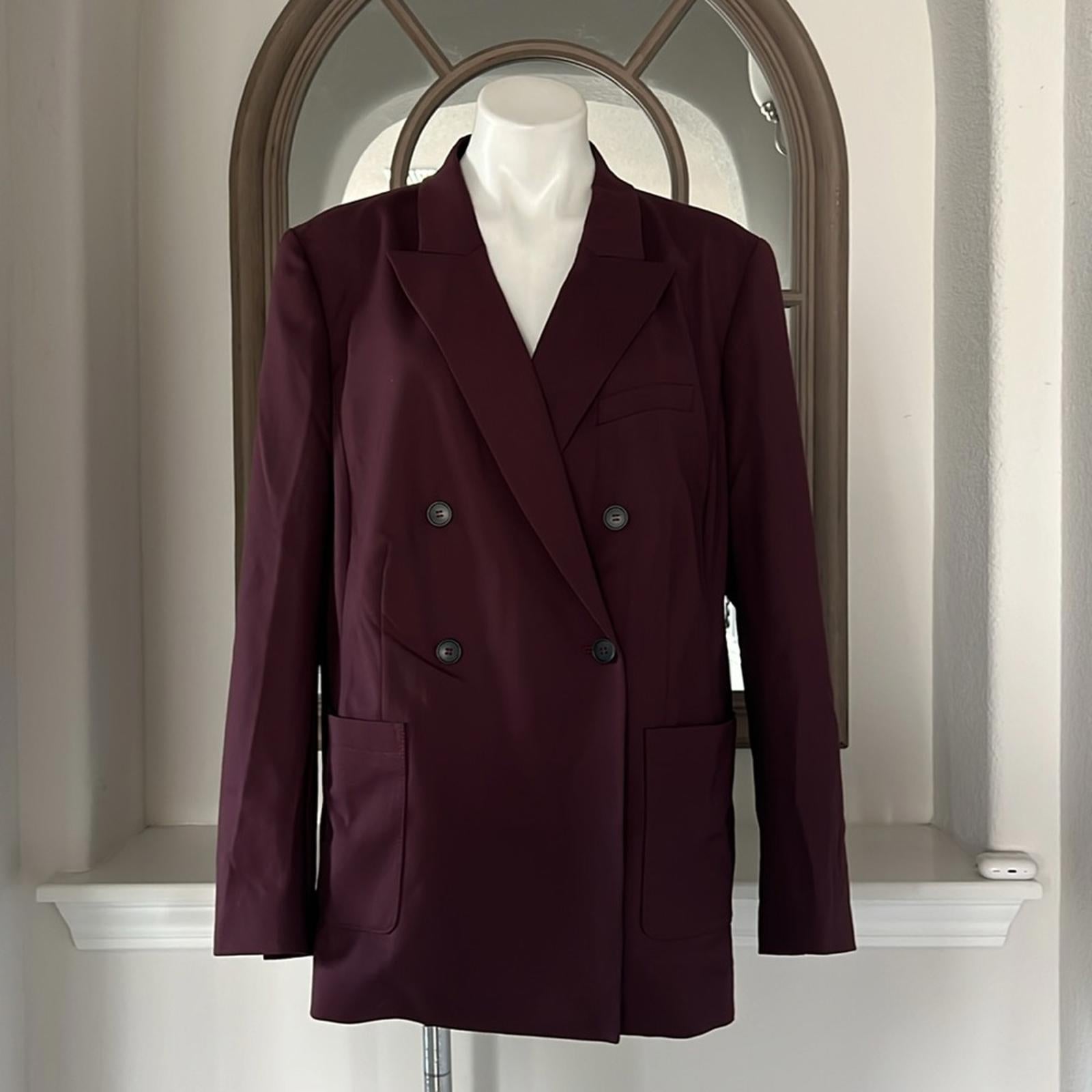 AWAY The Roundtrip Double-Breasted Blazer in Wine, Size 2X New w/Tag