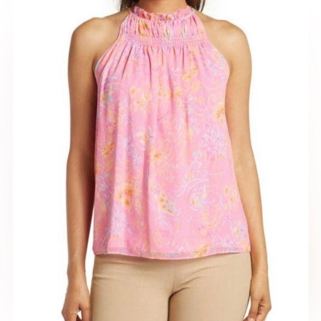 Ramy Brook Harlie Paisley Halter Neck Tank Top, Pink Size S New w/Tag $295