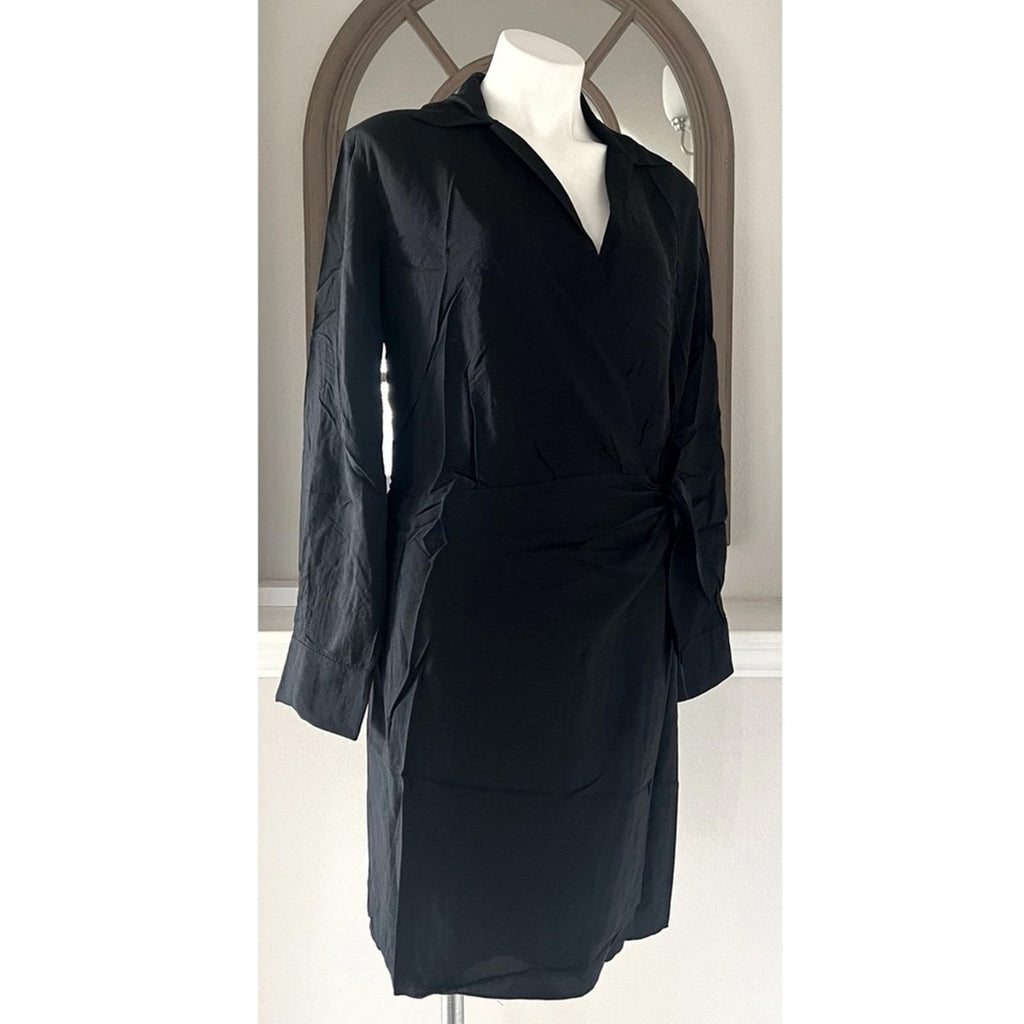 Vince Long Sleeve Wrap Shirt Dress, Long Sleeve in Black Size L EXCELLENT!