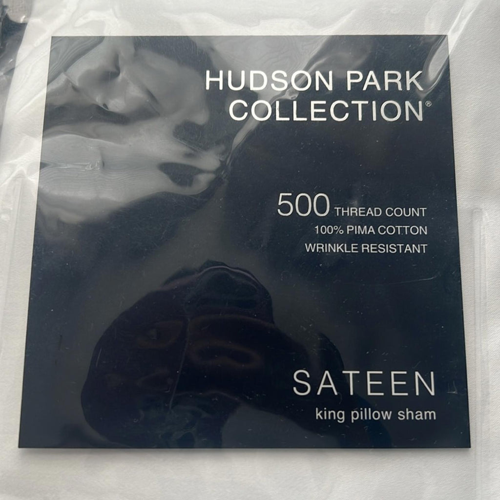 Hudson Park Collection Embroidered Geo King Sham 500 Thread Count, White/Silver