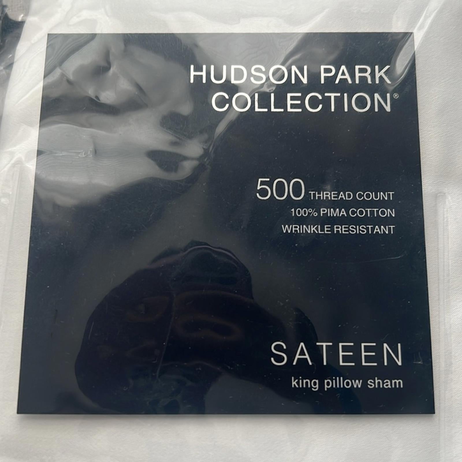 Hudson Park Collection Embroidered Geo King Sham 500 Thread Count, White/Silver