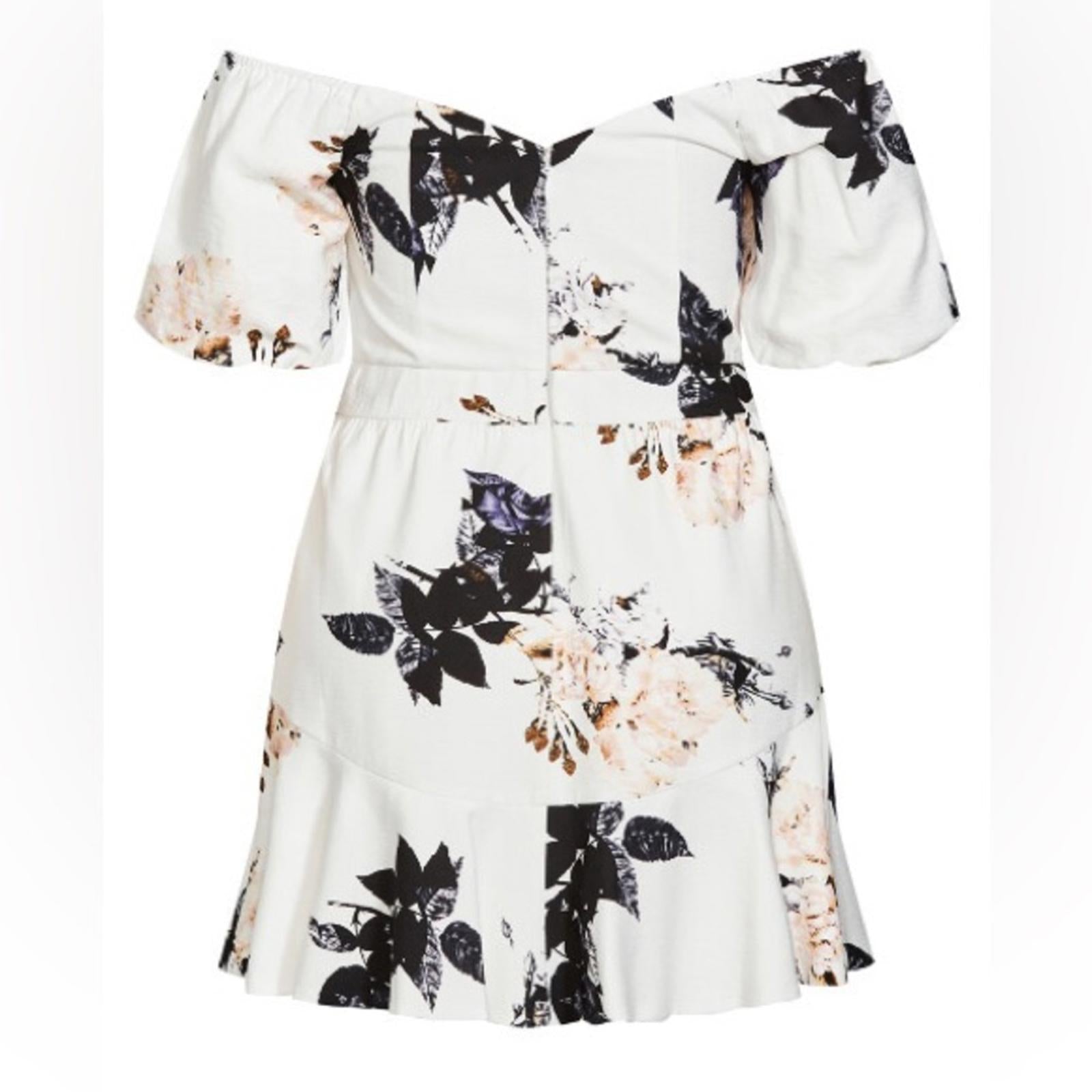 City Chic Aria Floral Dress in Cream, NWT, Size M/18