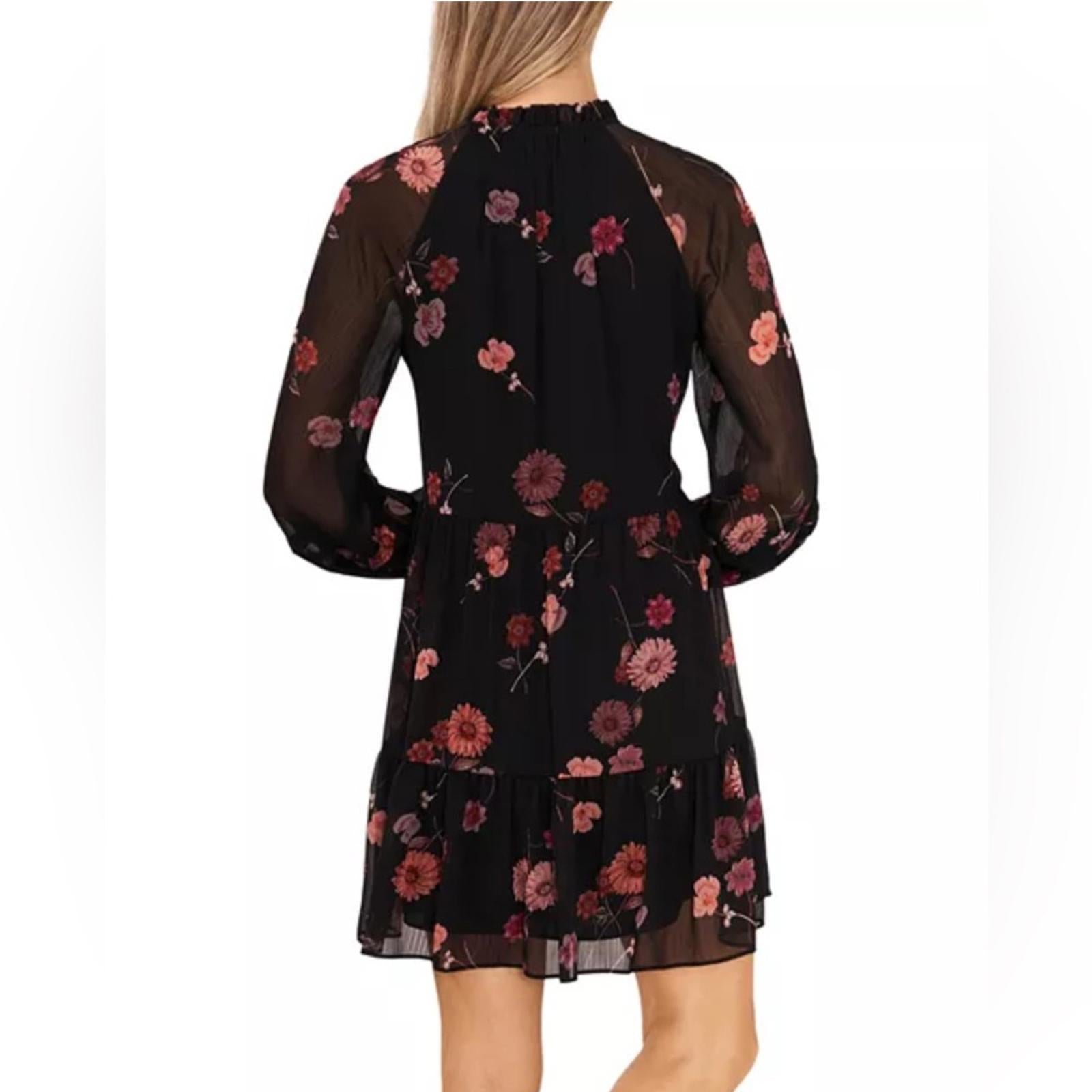 CeCe Floral Babydoll Dress in Rich Black, NWT, Size XL