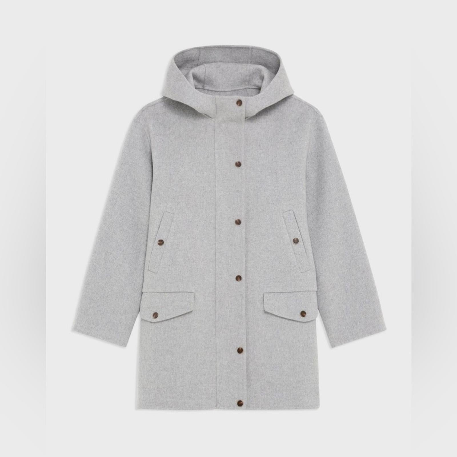 Theory Parka in Double-Face Wool-Cashmere in Melange Grey, Size M New w/Tag $895