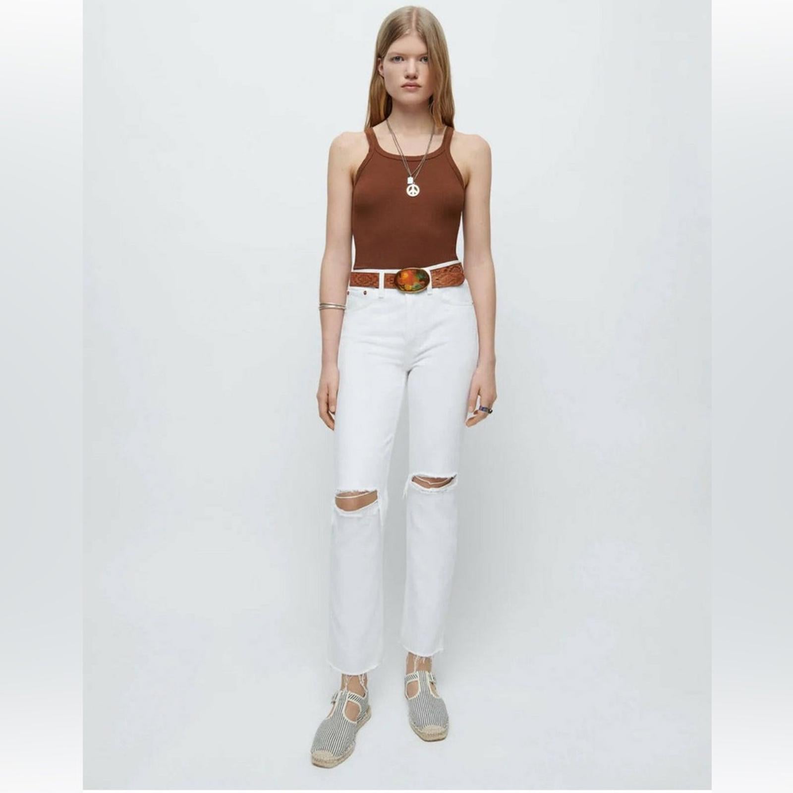 RE/DONE 70s Stove Pipe White Destroyed Jeans, Size 31 Retail $295 - NWT