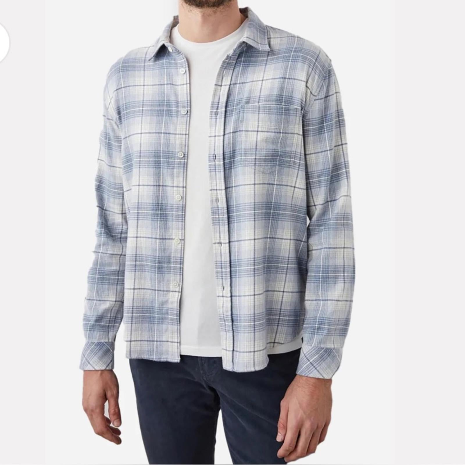 Rails Sussex Flannel Relaxed Fit Shirt in Glacier Denim White, Size S, NEW