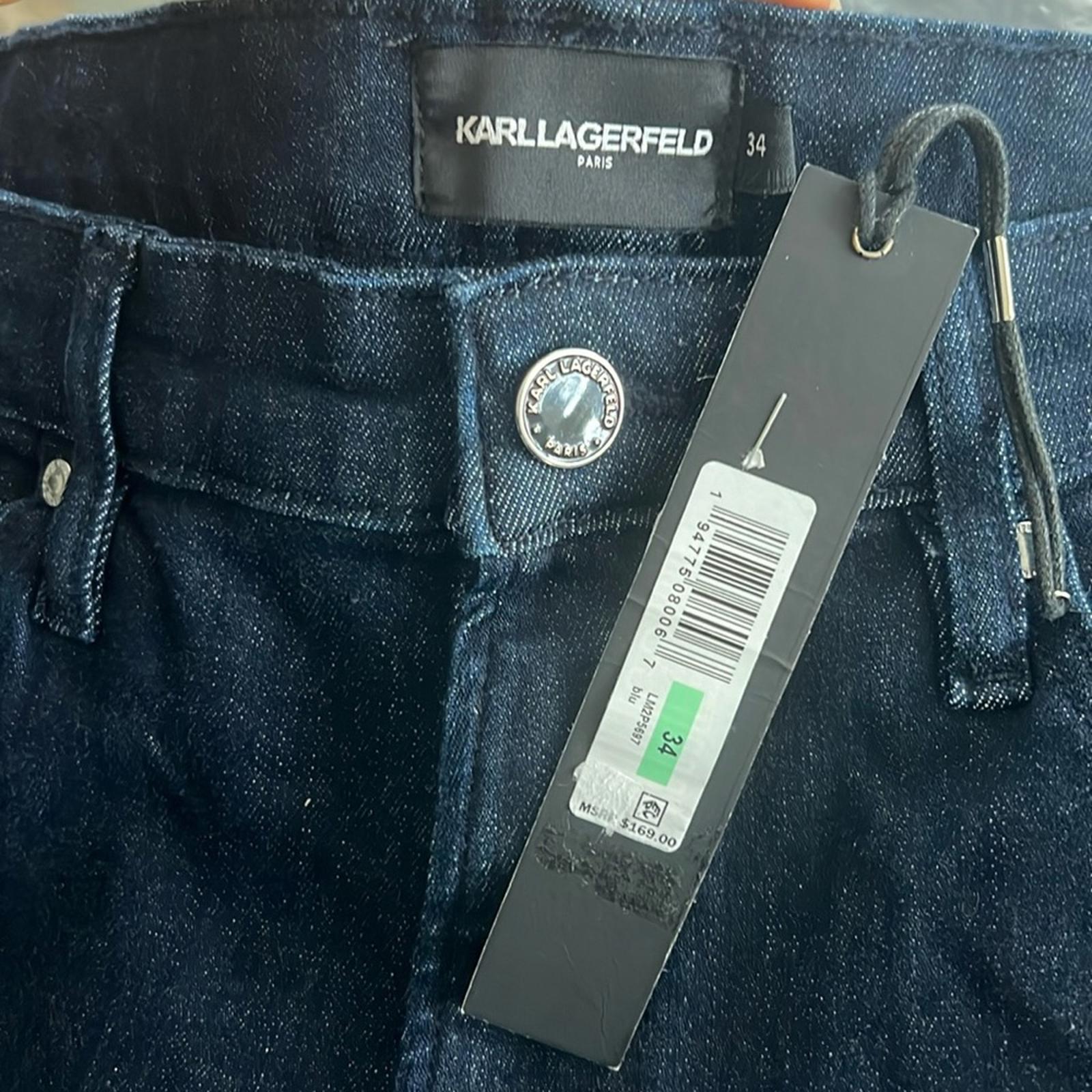 Karl Lagerfeld Paris Slim-Fit Stretch 5-Pocket Jeans Blue Size 34 New w/Tag $169