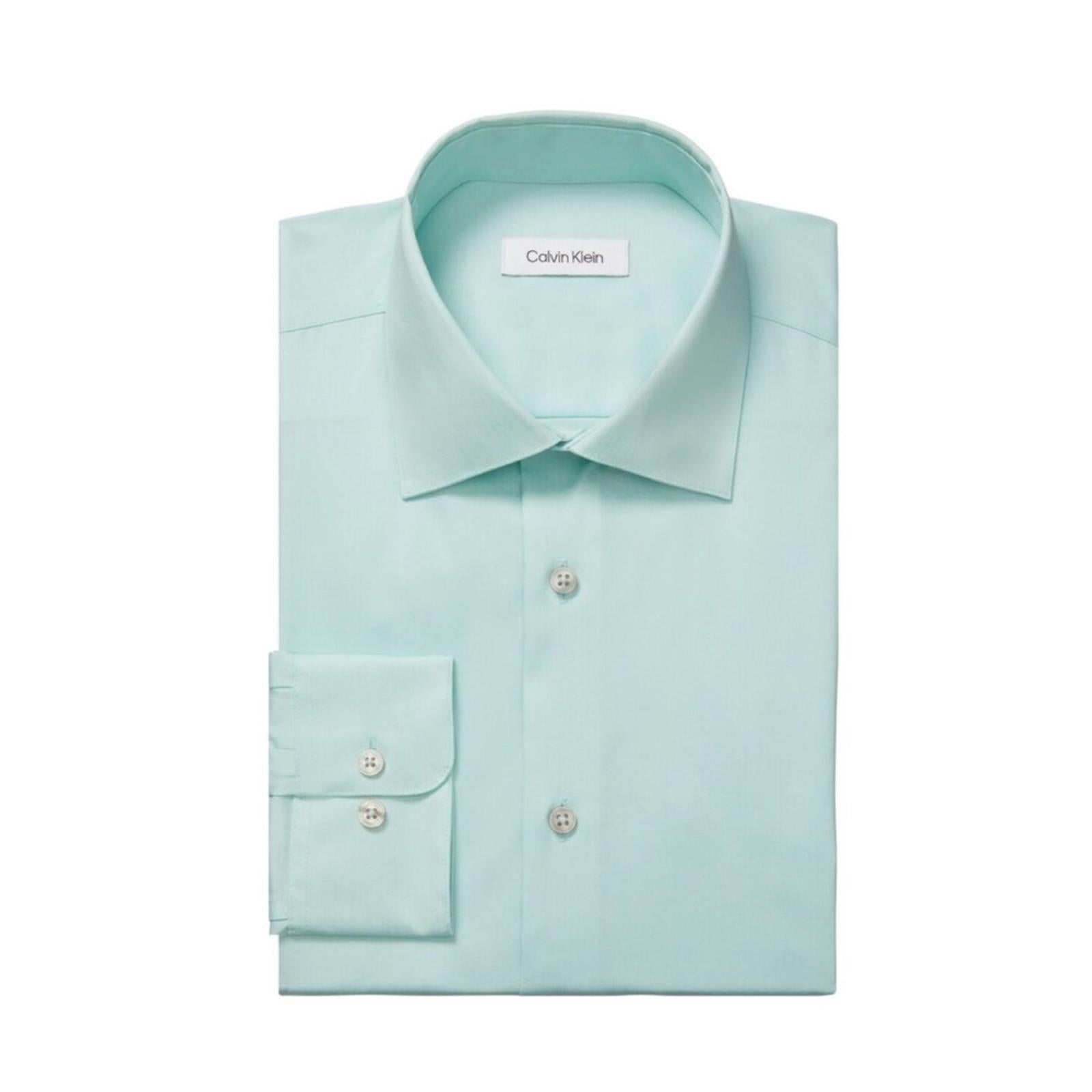 Calvin Klein Steel Slim-Fit Stain Shield Dress Shirt Green 15.5 (34/35) NEW