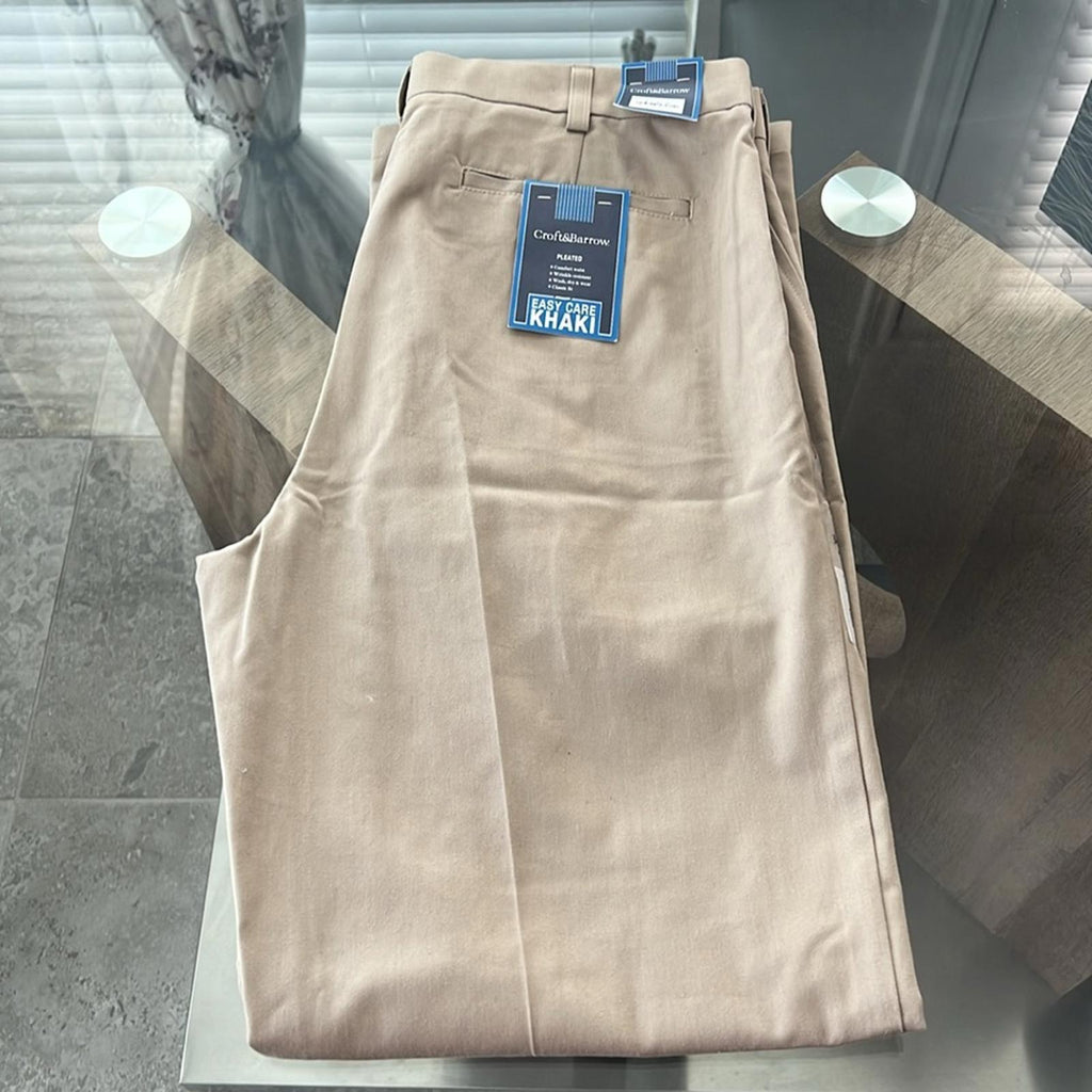 Croft & Barrow British Khaki Men’s Casual Pants, Size 34 X 34 New w/Tag