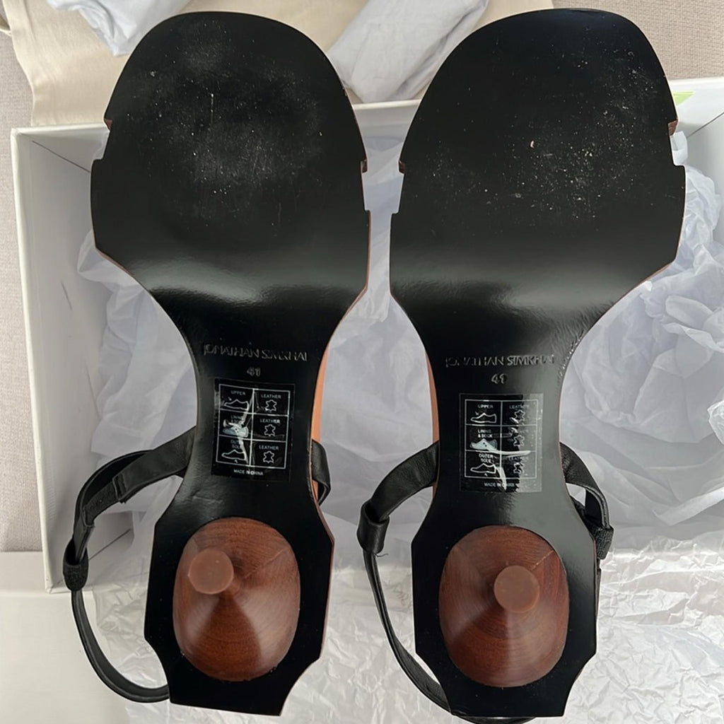 Simkhai Roma Heeled Leather Sandals, Black Size 41 New in Box