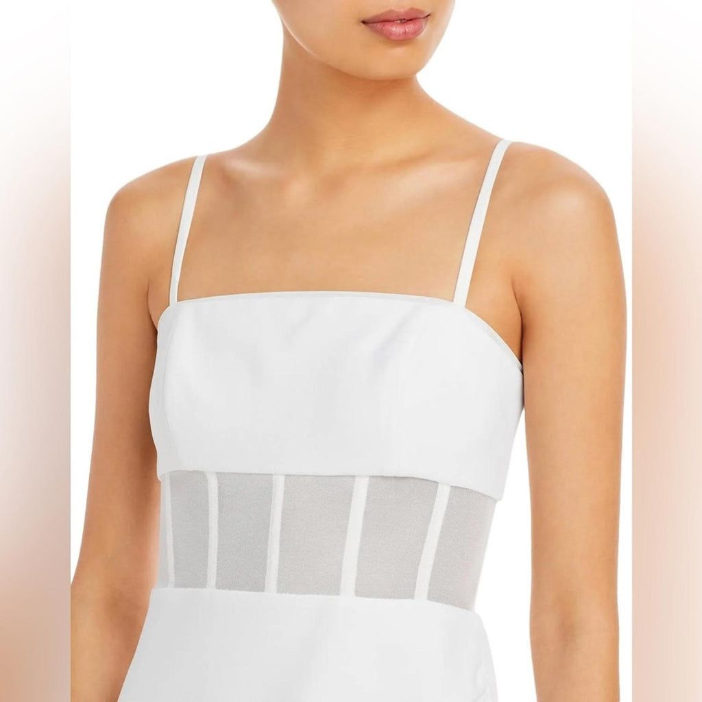 BCBGMaxazria STRAPLESS Illusion Waist Dress, White Size 10, Retail $298