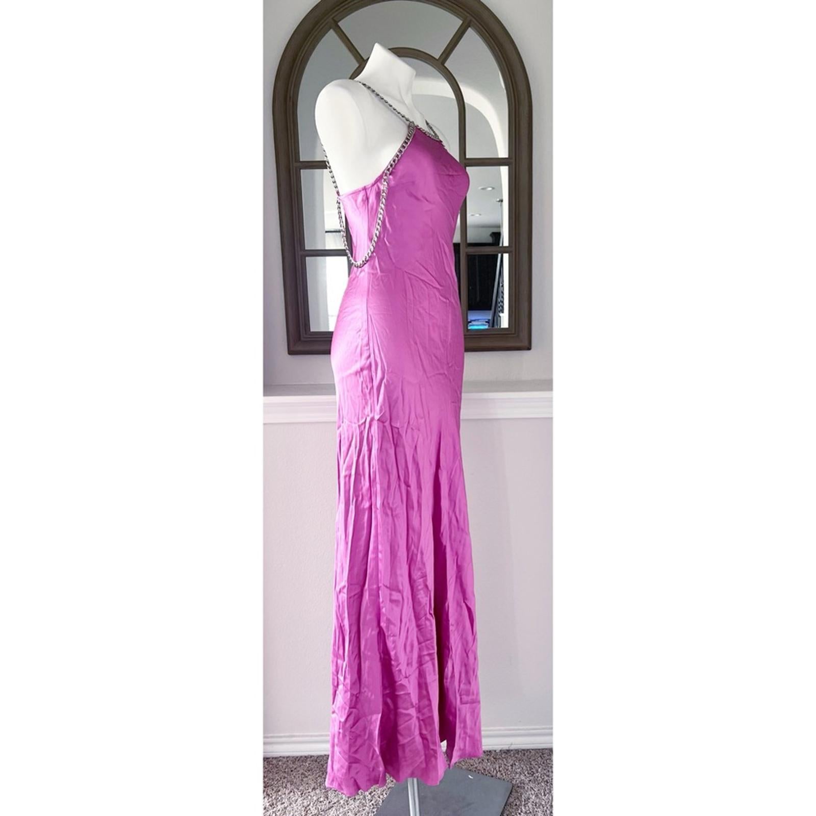 L’Agence Majesty Chain Trim Gown in Pink, Size 2 New w/Tag