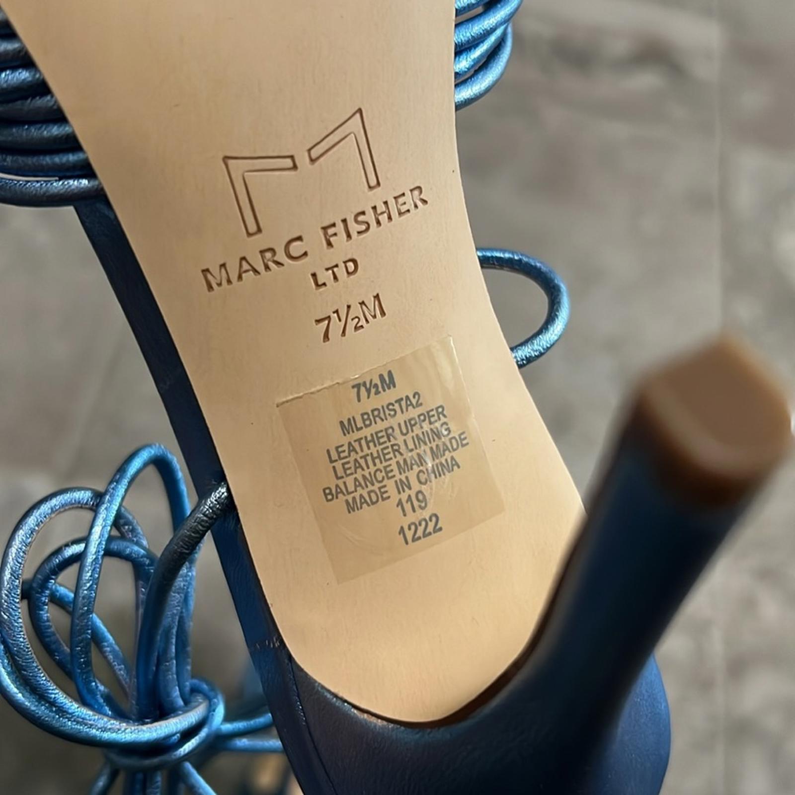 Marc Fisher LTD Brista Metallic Twist Ankle Tie Sandals Lt Blue, NWT, Size 7.5