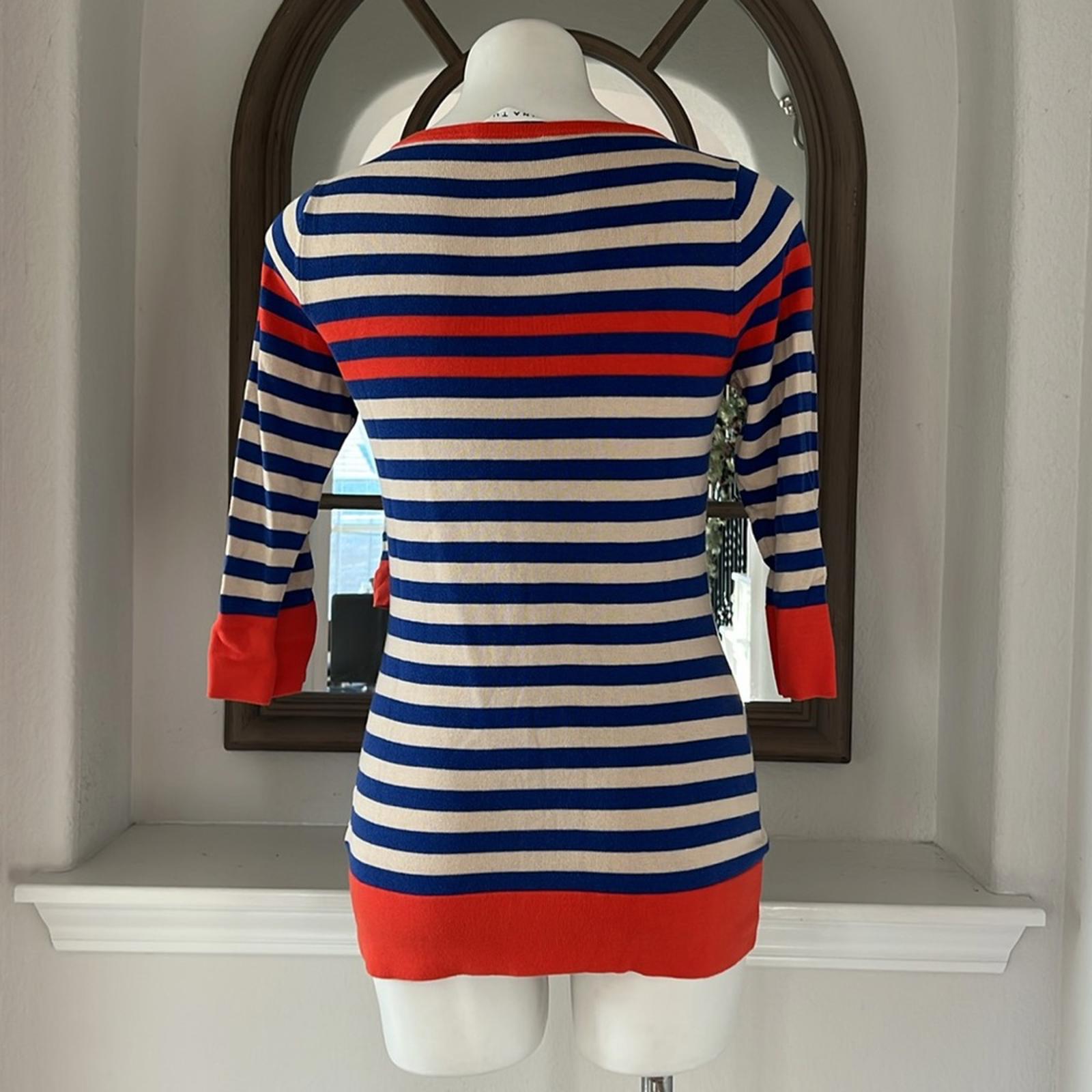 Trina Turk Striped Short Sleeve Knit Top Sweater, Size S EXCELLENT!
