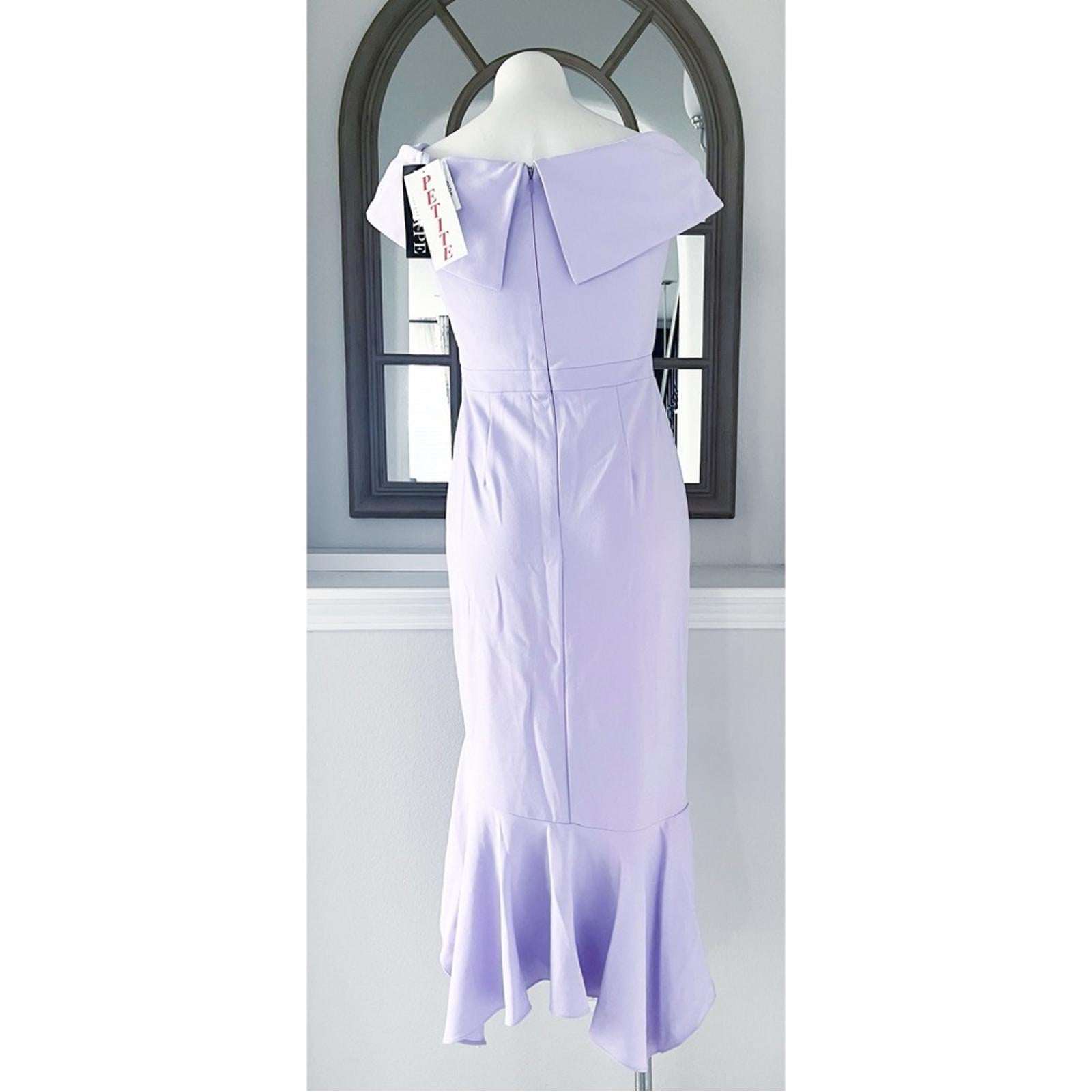 XSCAPE Lilac Ruffled Off-the-Shoulder Dress, Petite Size 10 New w/Tag $259