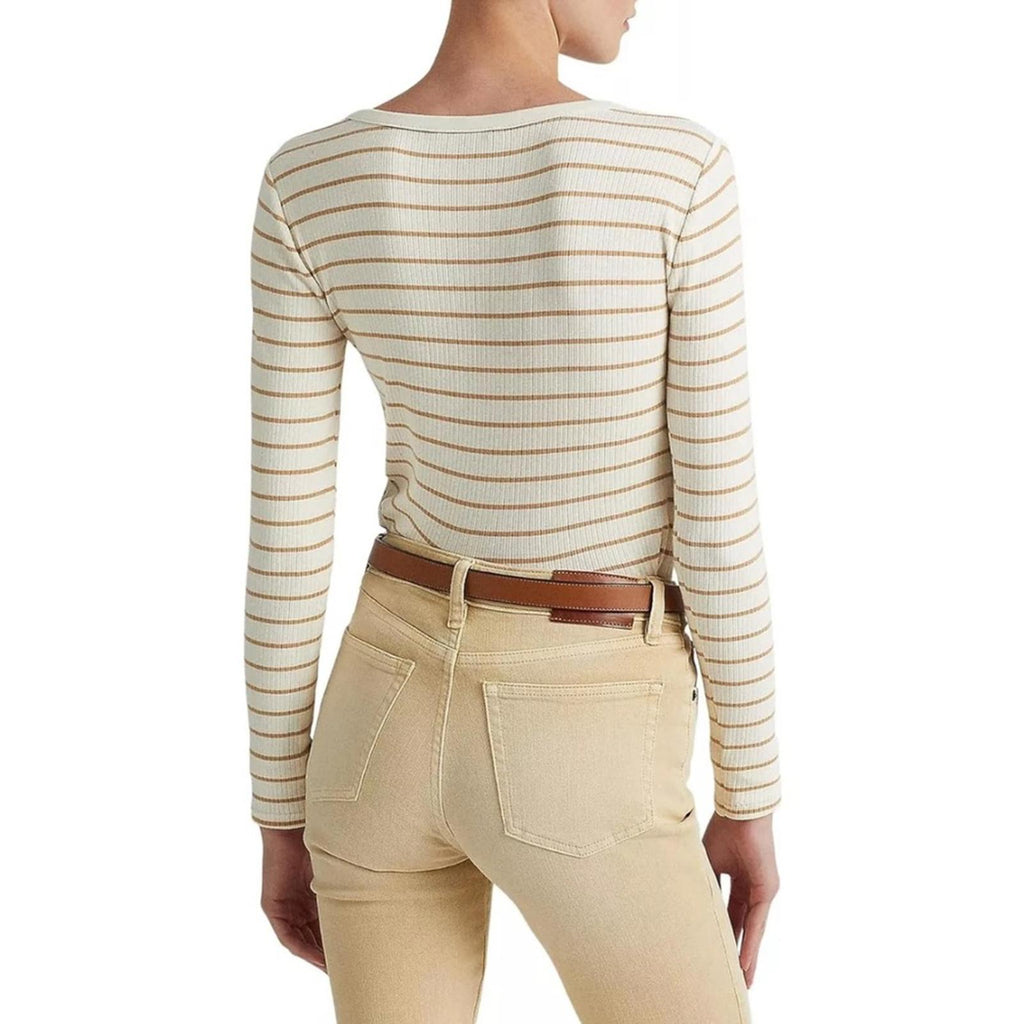 Lauren Ralph Lauren Mascarpone Cream Striped Jersey Women’s Size XL NWT