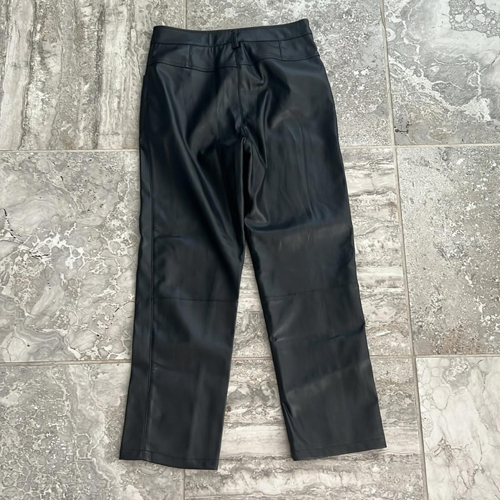 LBLC THE LABEL Jen Faux Leather Cropped Pants, Black Size M New w/Tag