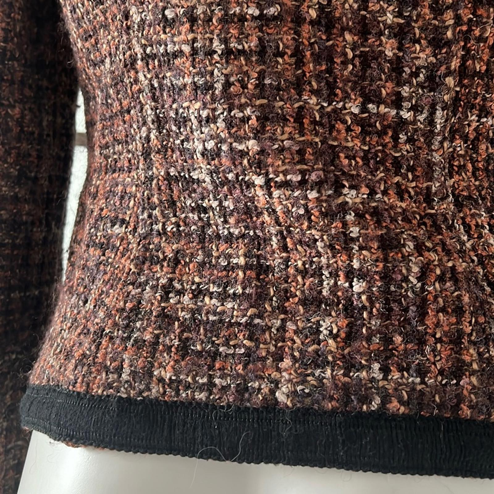 Free People Tweed Moto Jacket, Wool Brown/Purple w/Black Trim Size 4 Retail $198