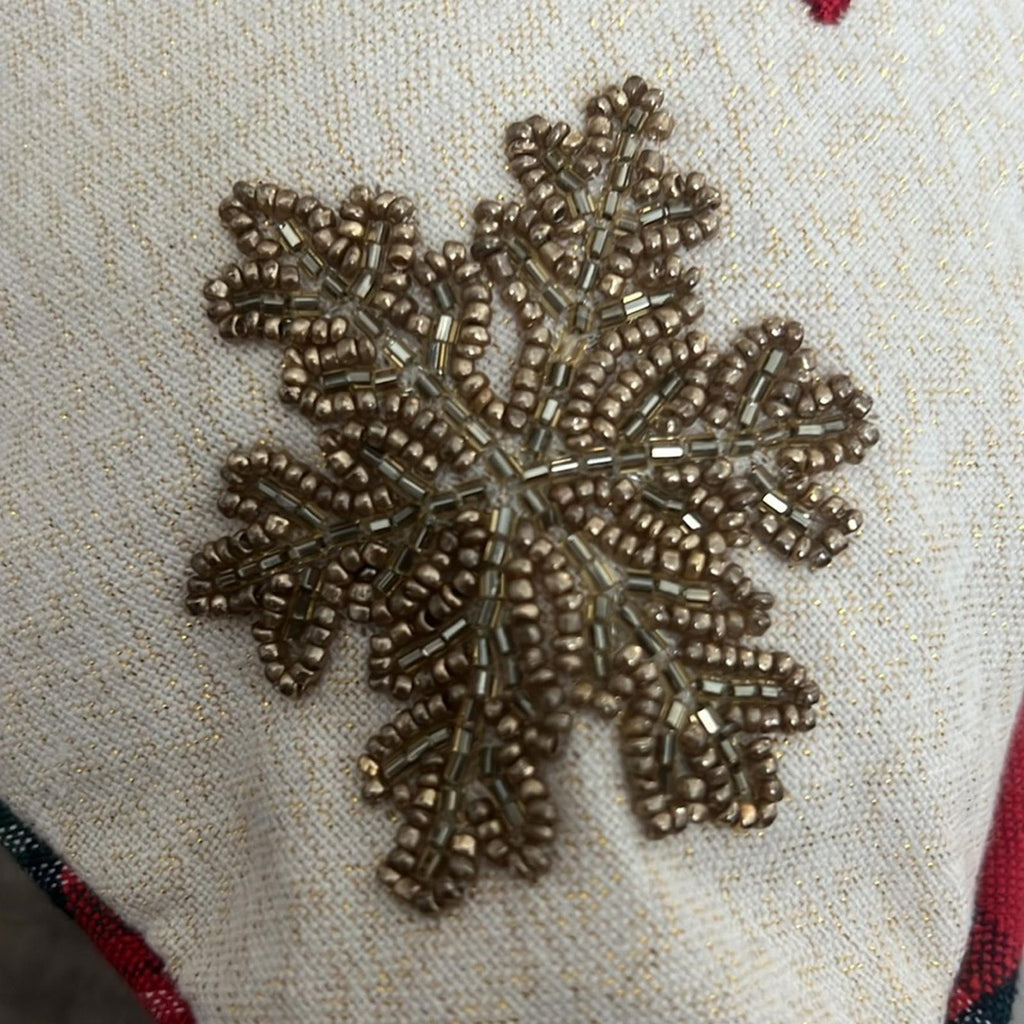 x2 Holiday Snowflake Decorative Pillows, Plaid & Beaded Retail $70