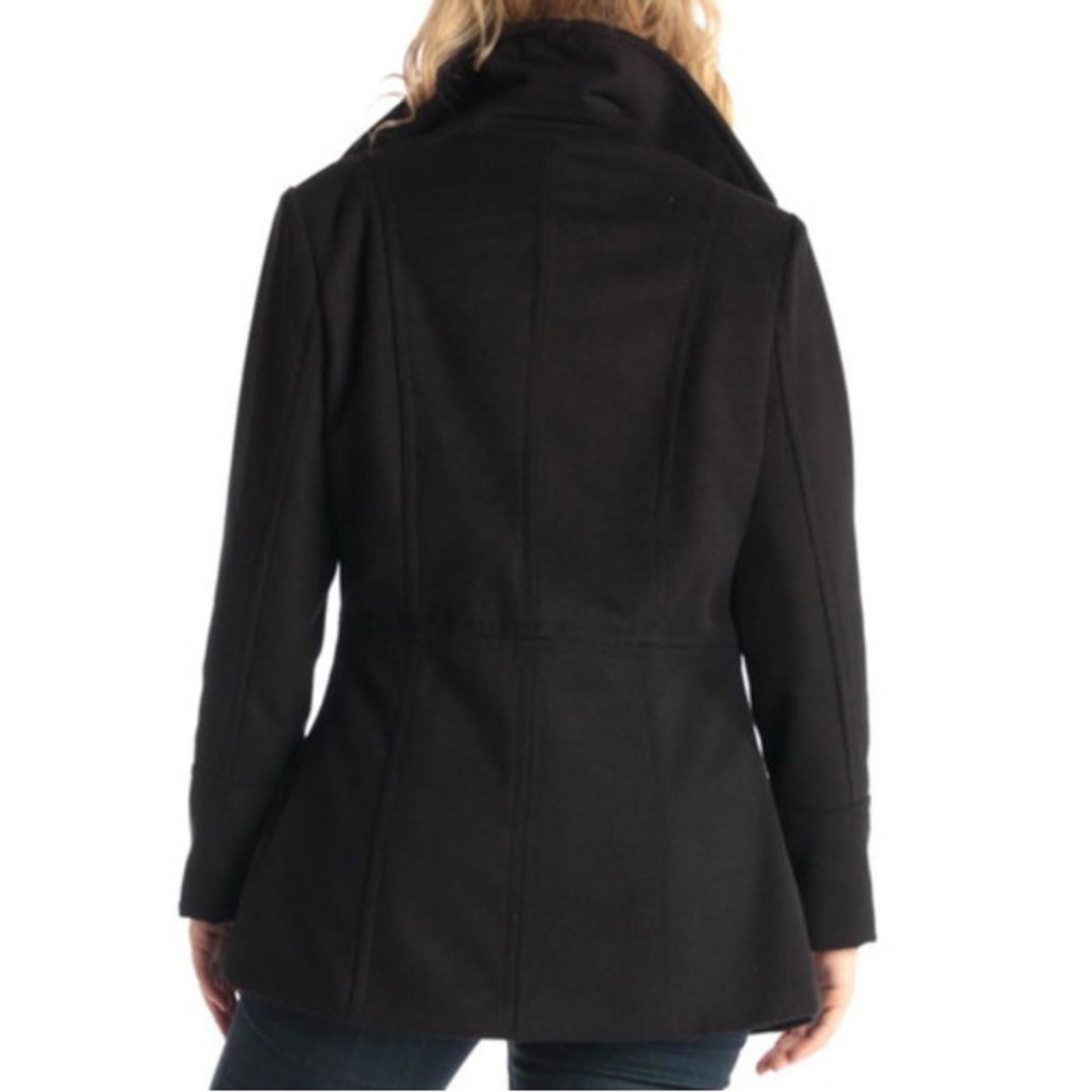 Alpine Swiss Emma Peacoat Double-Breasted Wool Coat in BLACK, Size XL NWT $165