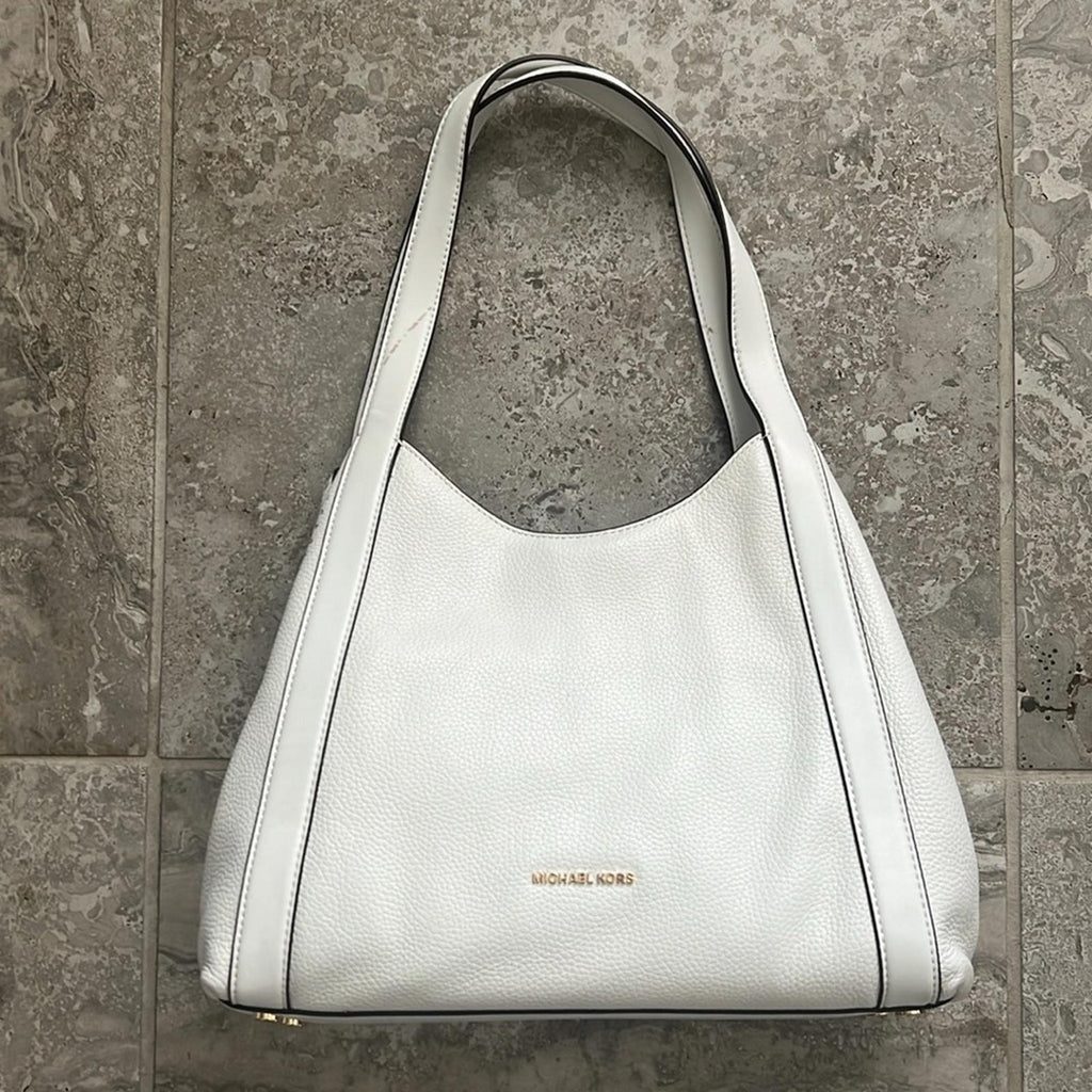 Michael Kors Rosemary WHITE Leather Shoulder Tote Shoulder Bag, New w/Tag $358