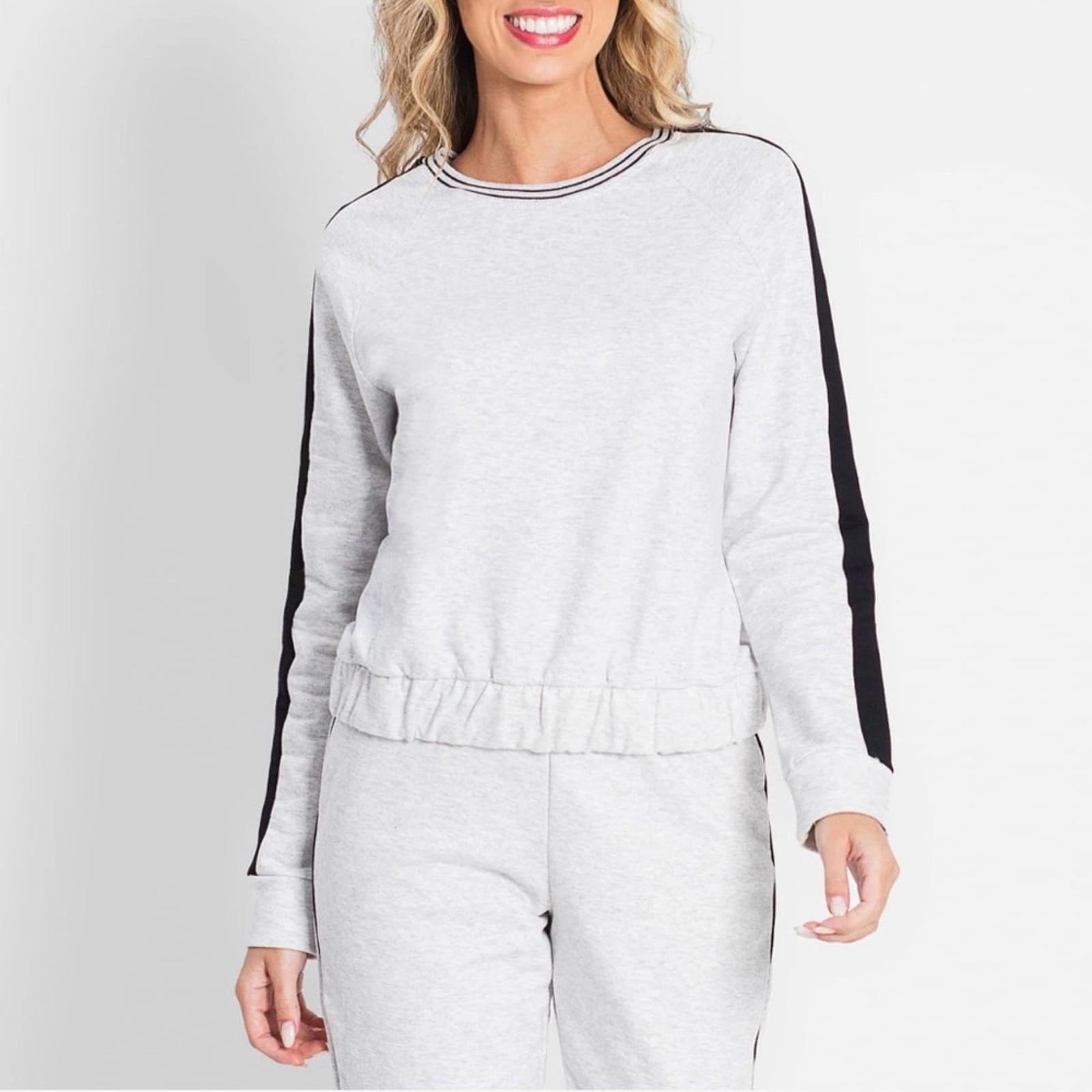 Dolan Left Coast Anthro Metallic Silver Shine Boxy Sweatshirt, Size L, NEW