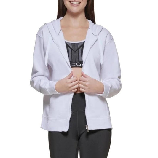 Calvin Klein Women's Performance Zip Hoodie in White, Size XL New w/Tag