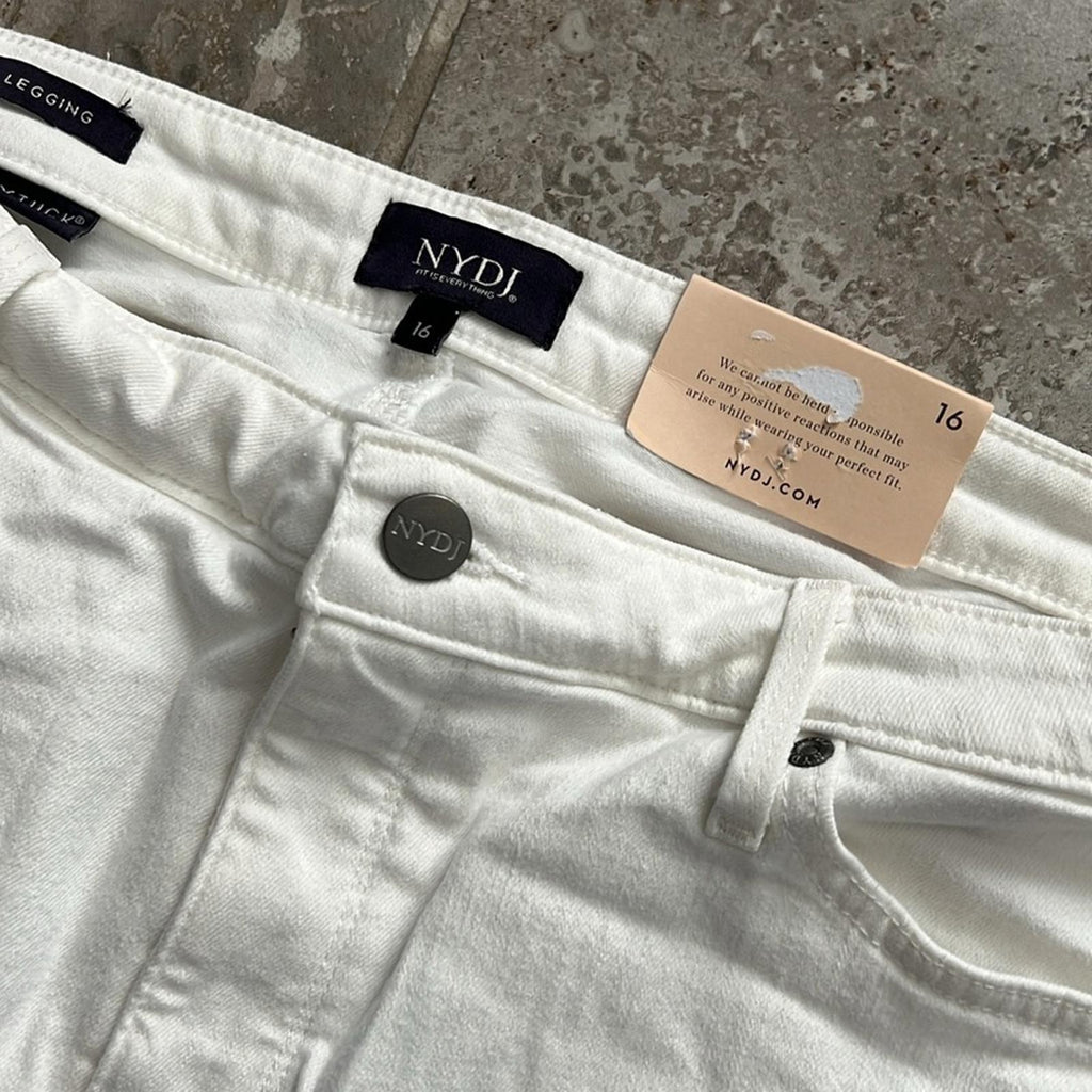 NYDJ Alina Ankle Denim Leggings in Optic White, Size 16 New w/Tag