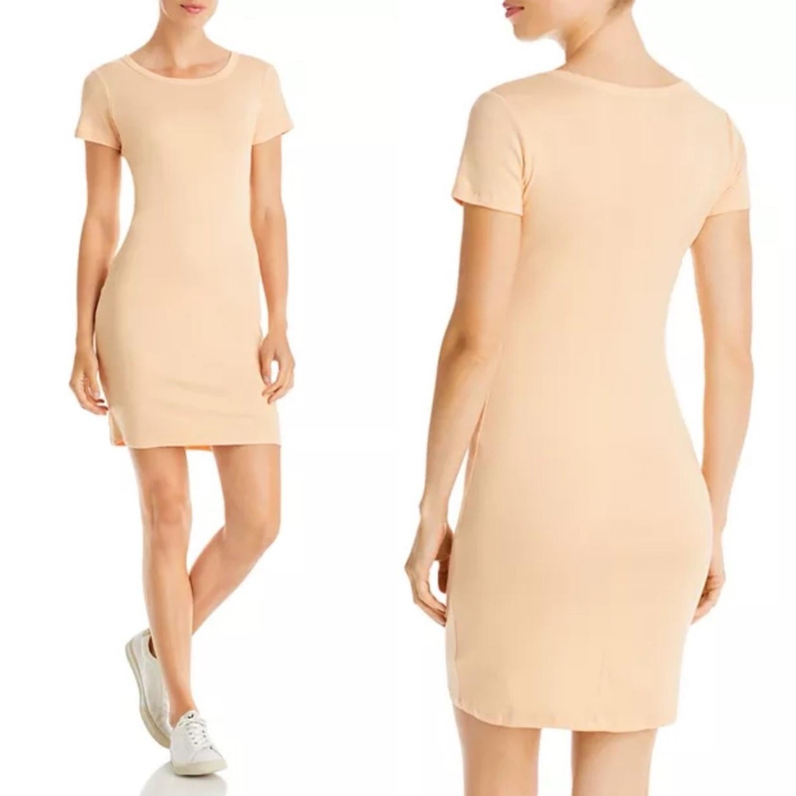 Three Dots Jersey S/S Crewneck T-Shirt Dress in Apricot Ice Size L New w/Tag