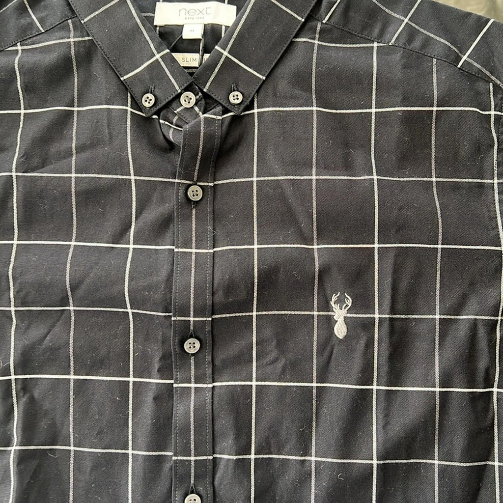next Slim Fit Stretch Button Down Dress Shirt Black Size M New w/Tag Retail £32