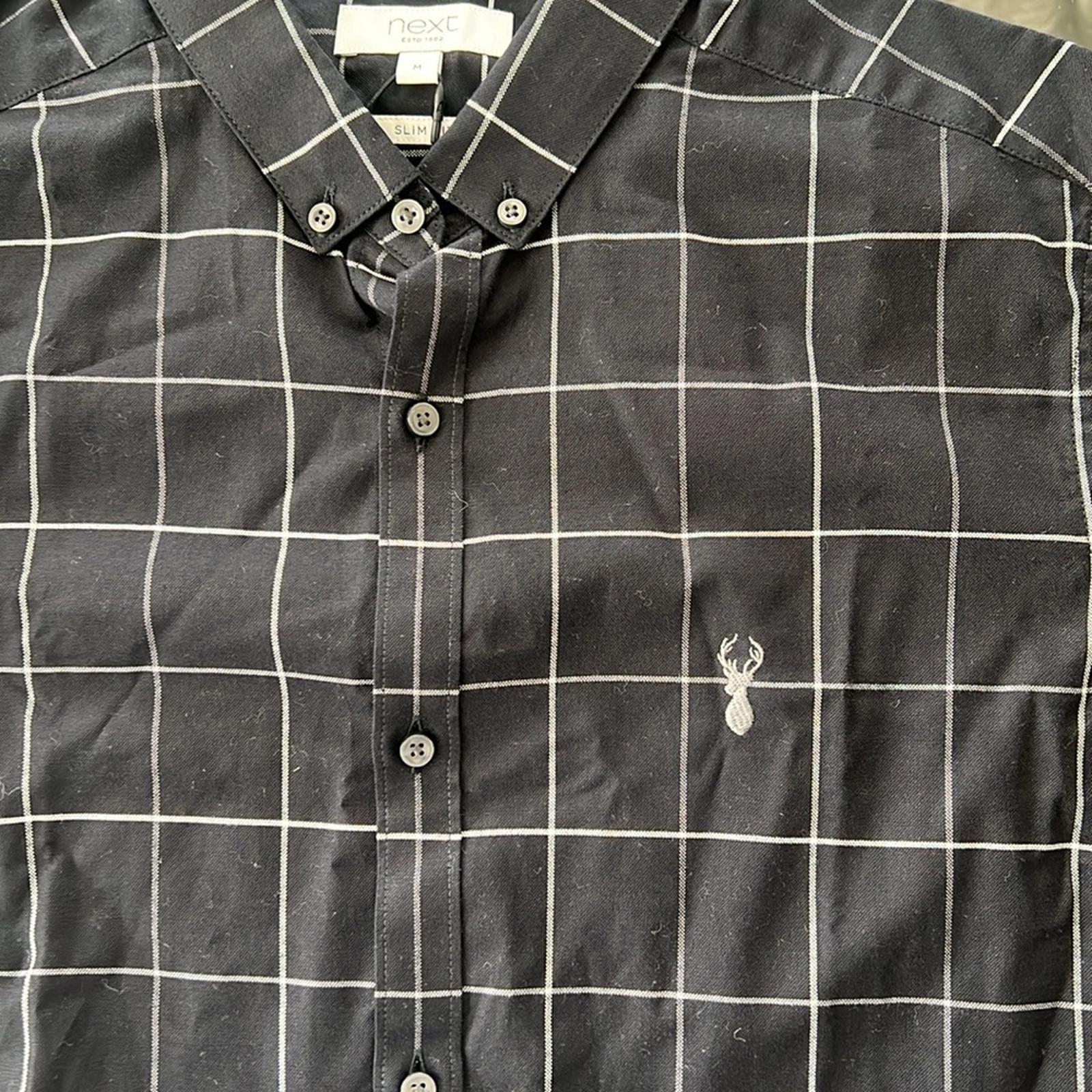 next Slim Fit Stretch Button Down Dress Shirt Black Size M New w/Tag Retail £32