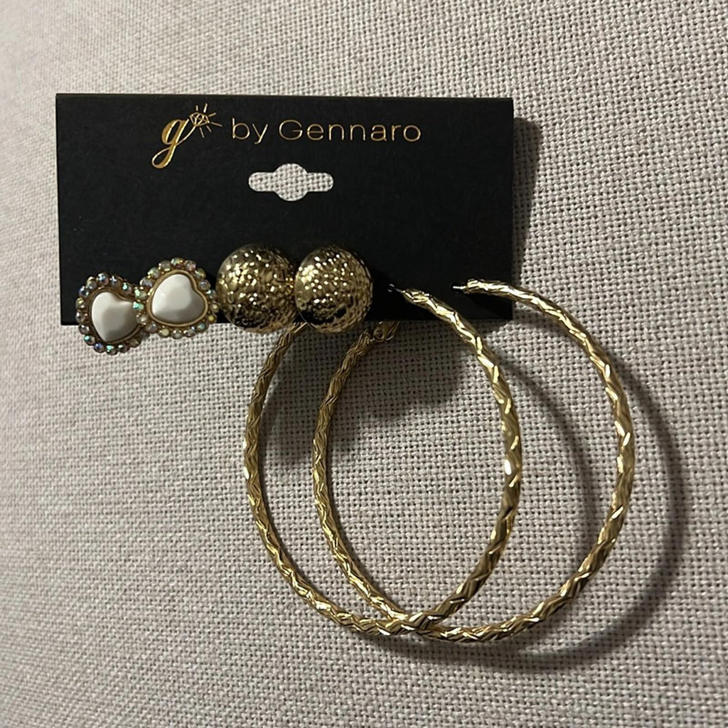 G by Gennaro 3-Pairs of Earrings, New w/Tag