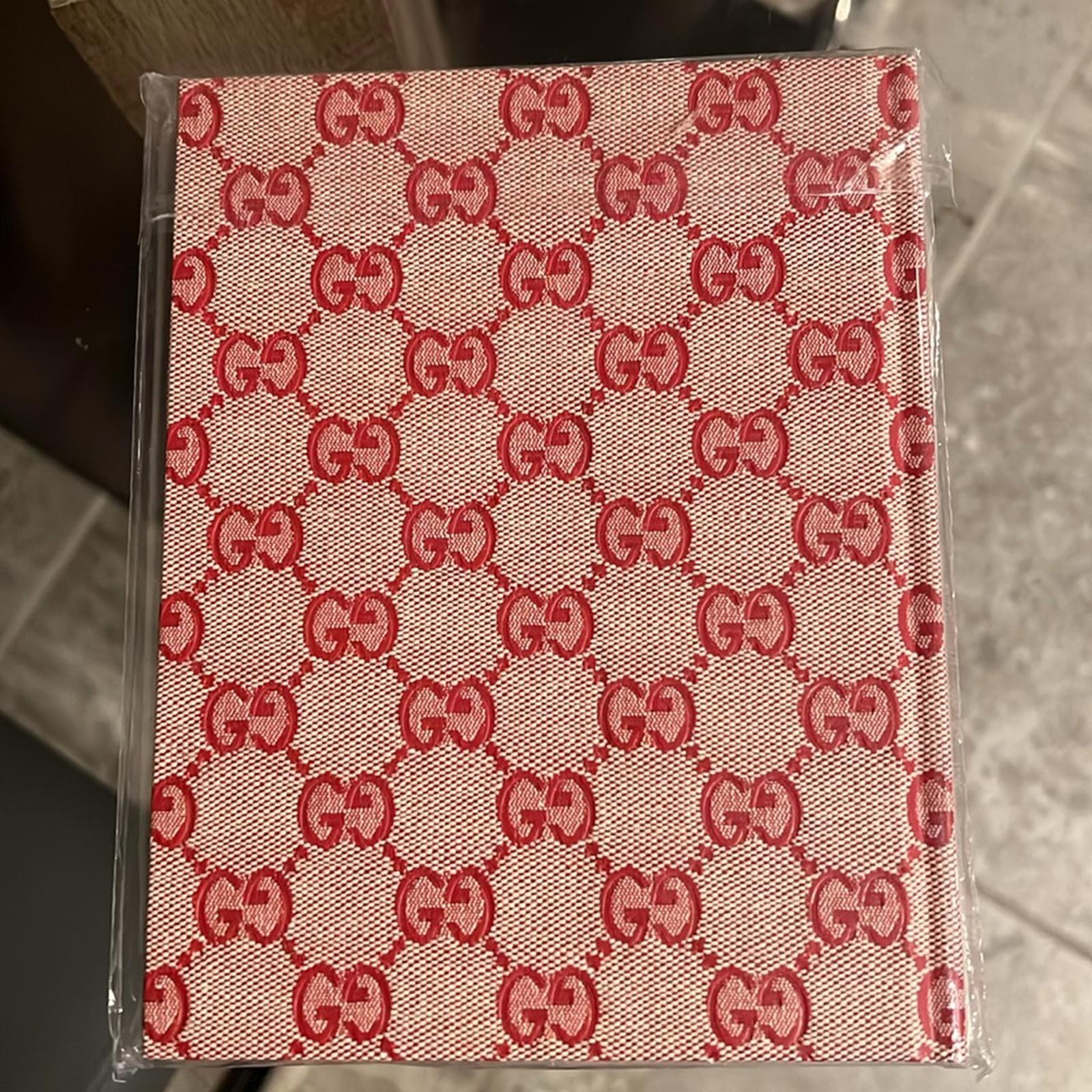 Gucci Red Scrap Book NoteBook w/Signature Logo Throughout - NEW