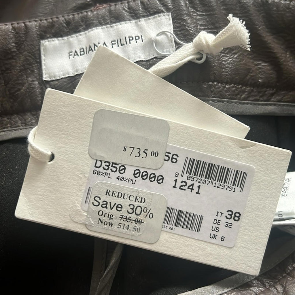 Fabiana Filippi Faux Leather Ankle Pants in Brown, Size IT38 UK6 US2 NWT $735