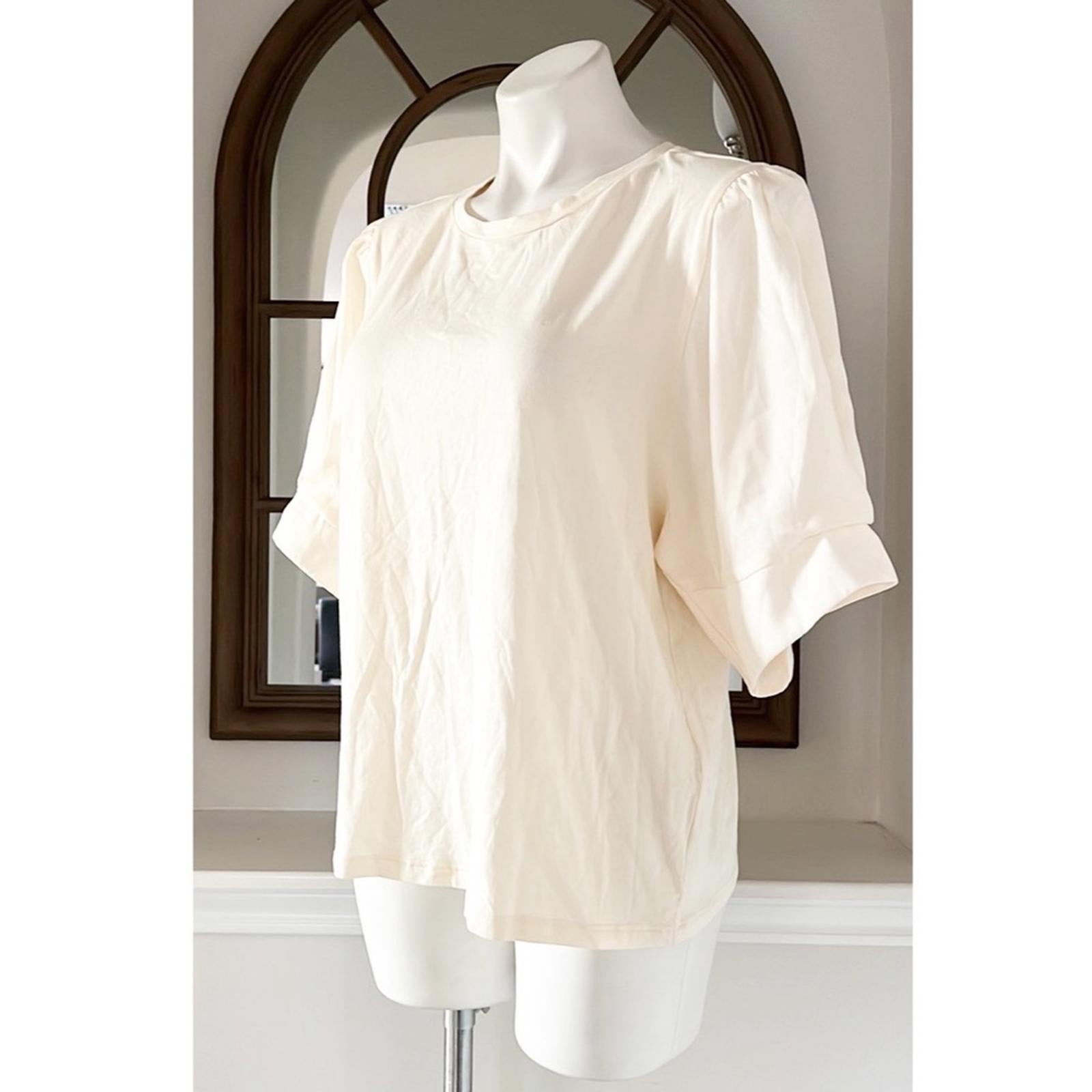 DKNY Elbow Sleeve Knit Top in Egg Nog, Size XL, New w/Tag Retail $69